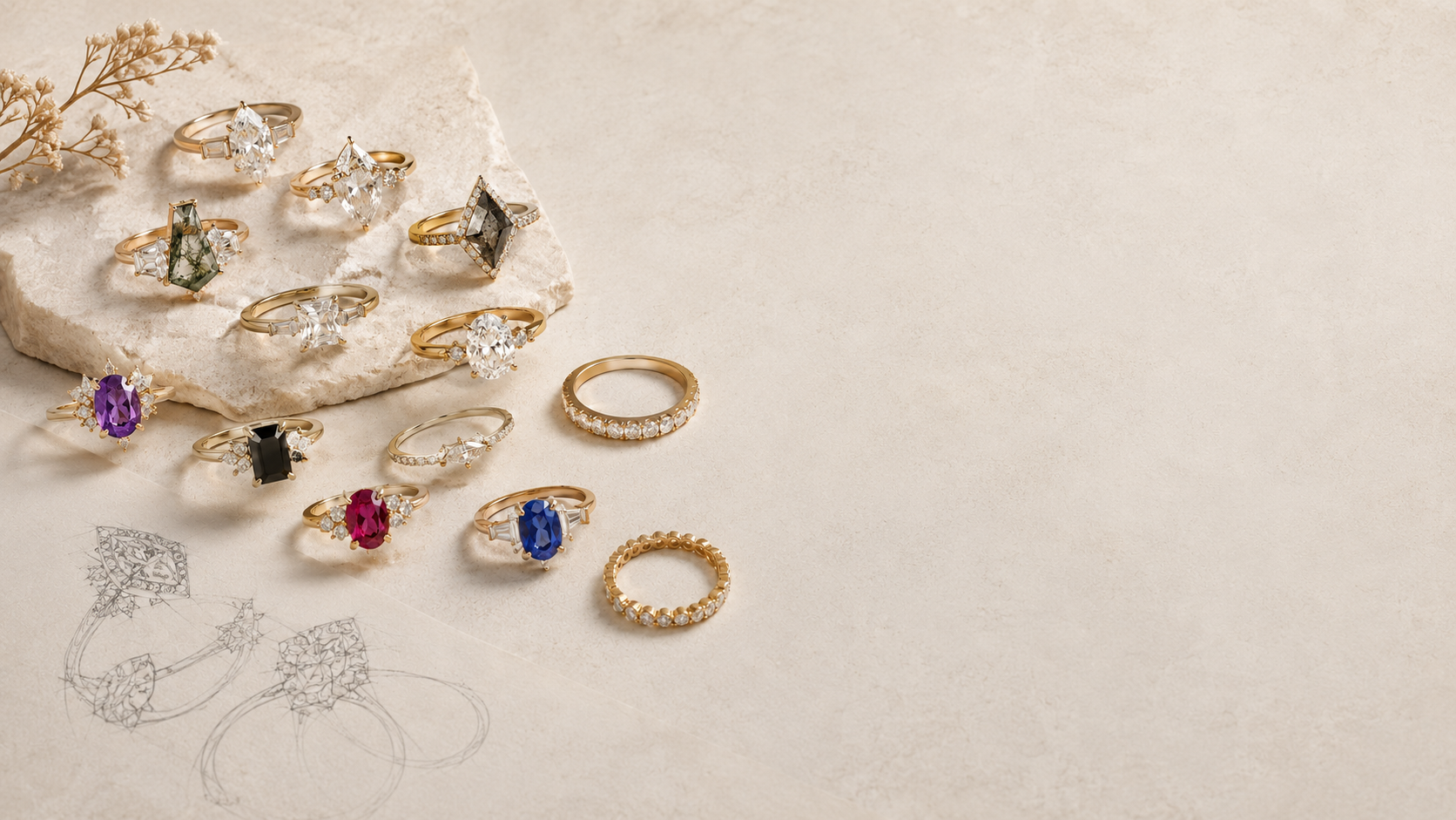 Gold rings and gemstone jewelry designs from GemifySpace collection