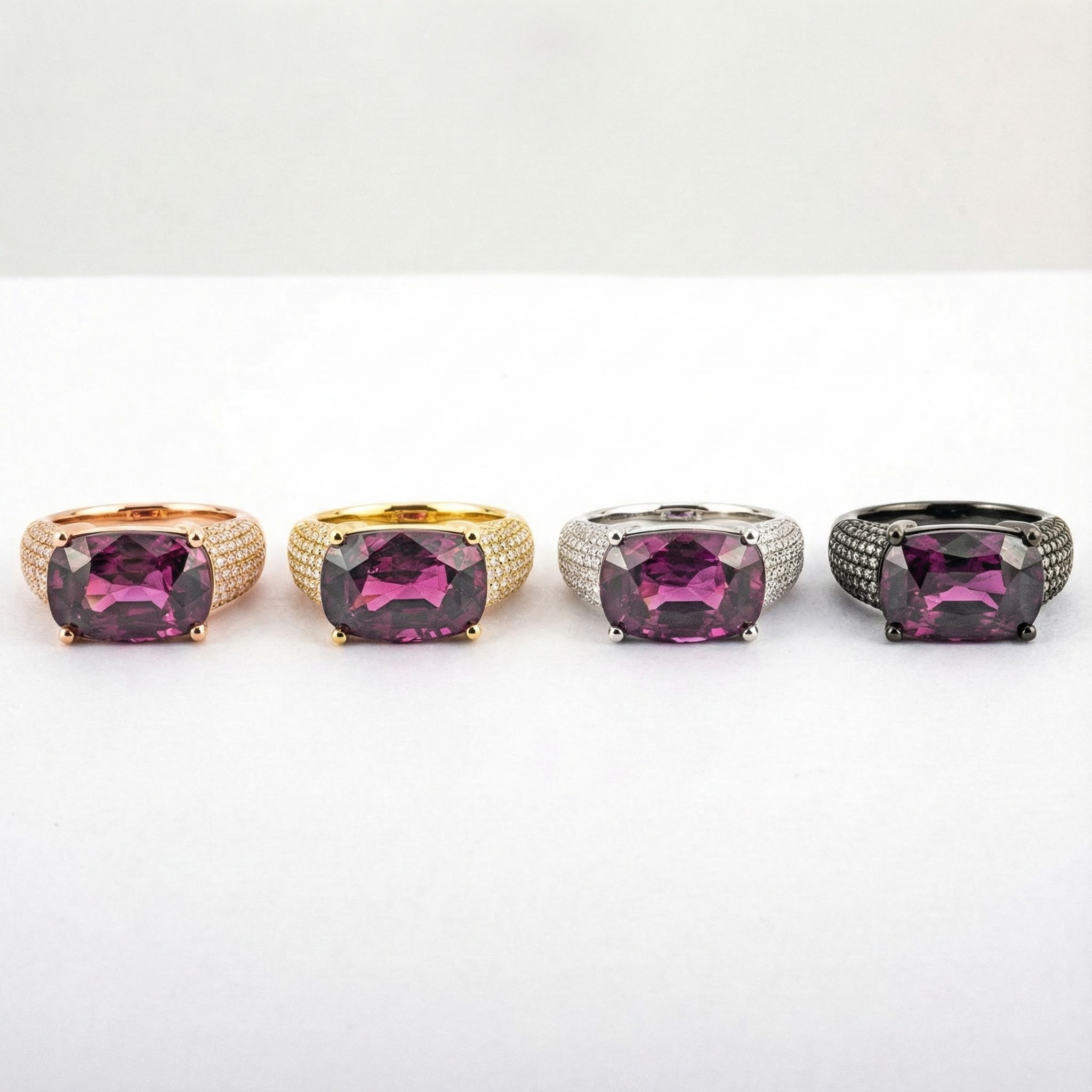 3 carat Luxury Rectangular Red Tourmaline Diamond Yellow Gold Ring Engagement Ring