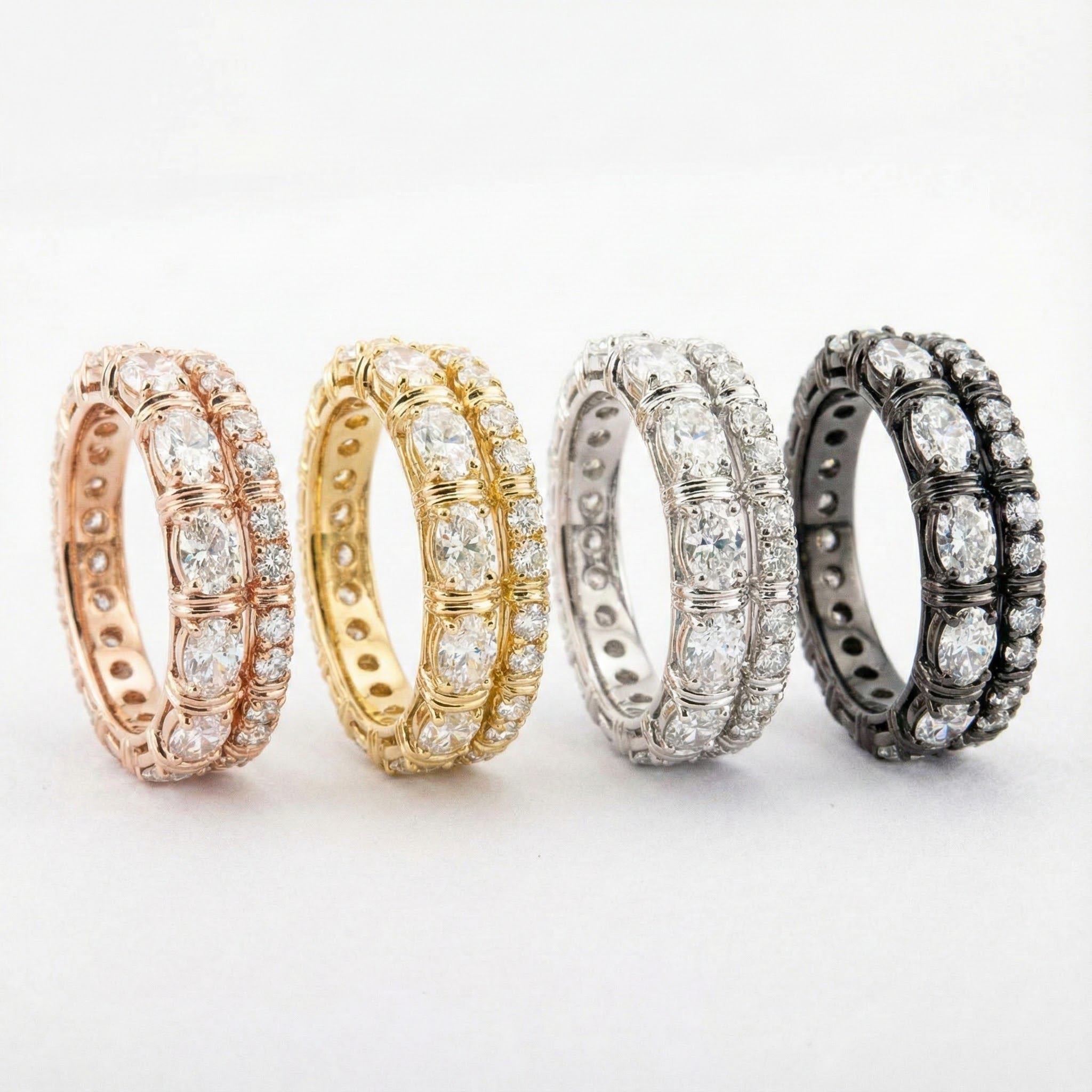 Luxury Moissanite White Gold Three-piece Engagement Wedding Gift Set Diamond Ring Set