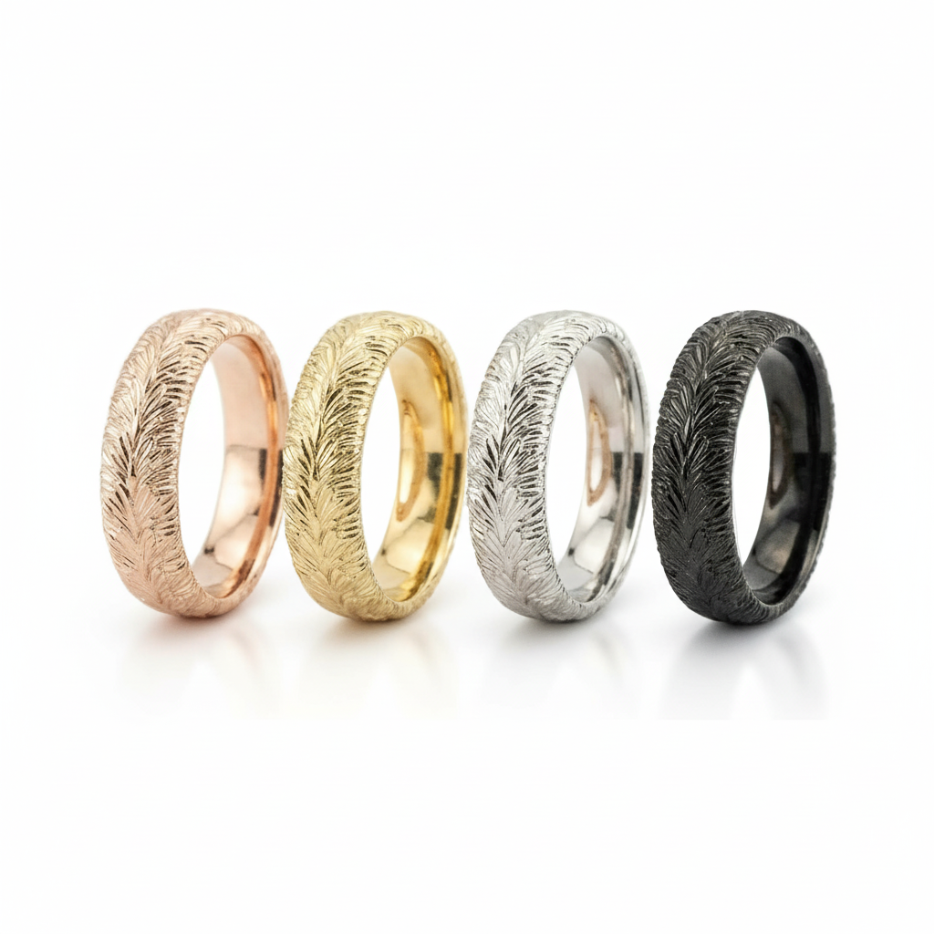 Lifestyle view of Nature-Inspired Wedding Band in Rose Gold