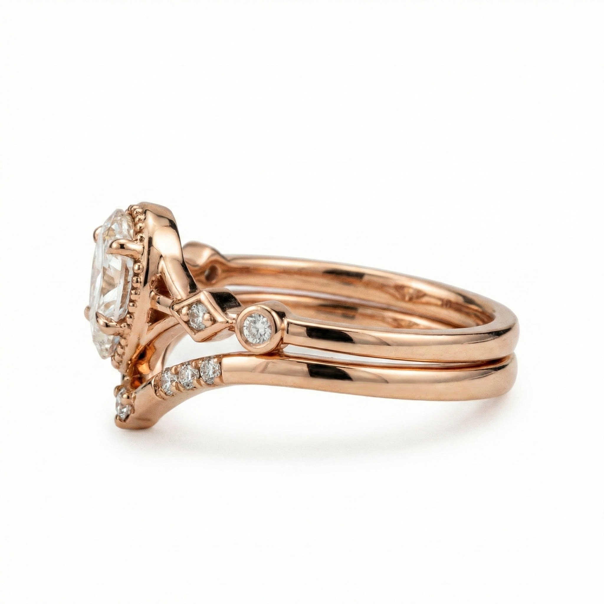Product view of Pear Moissanite Ring Set in Gold