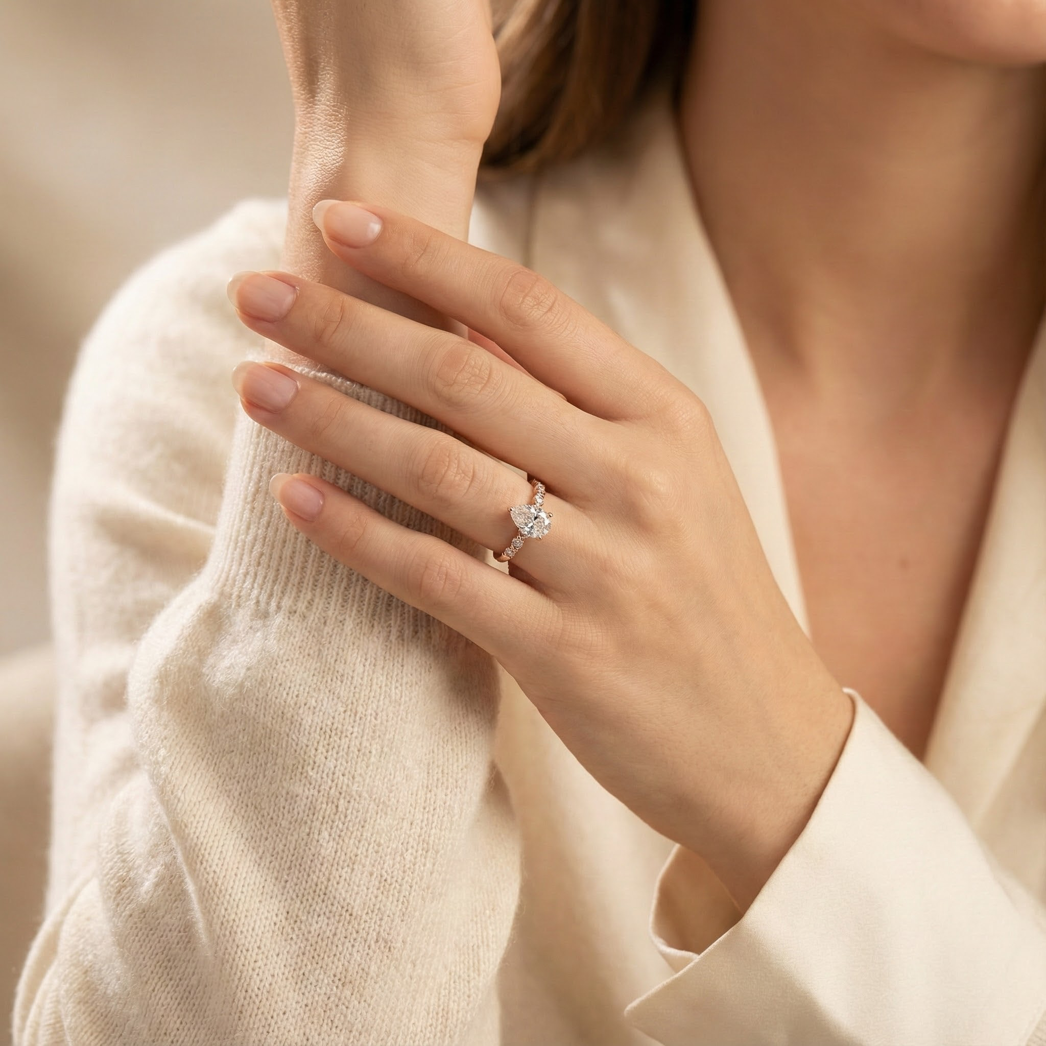 Exquisite Tear-Shaped Moissanite Ring for Luxurious Engagement