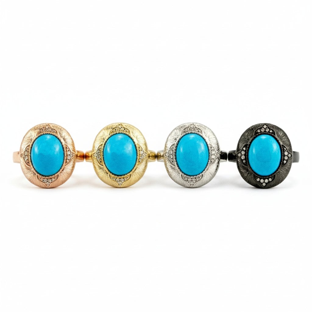 Lifestyle view of Oval Turquoise Ring in Gold