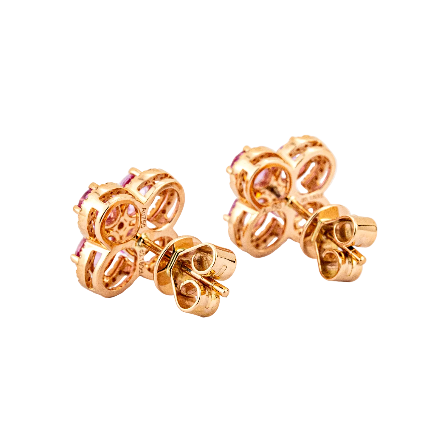Angled view of Sapphire Ring in Rose Gold