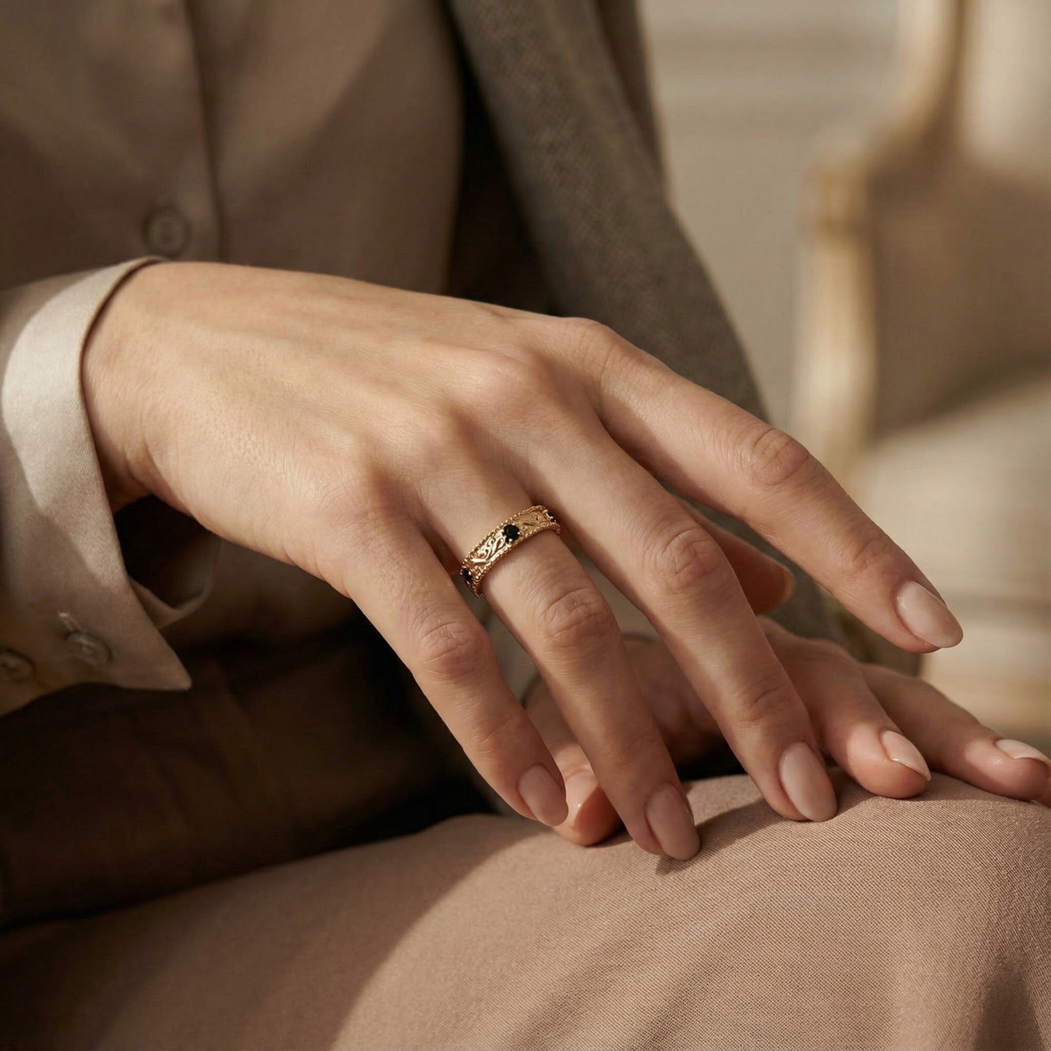 Black Onyx Personalized Engagement Ring Pattern Ring Black Onyx Wedding Ring