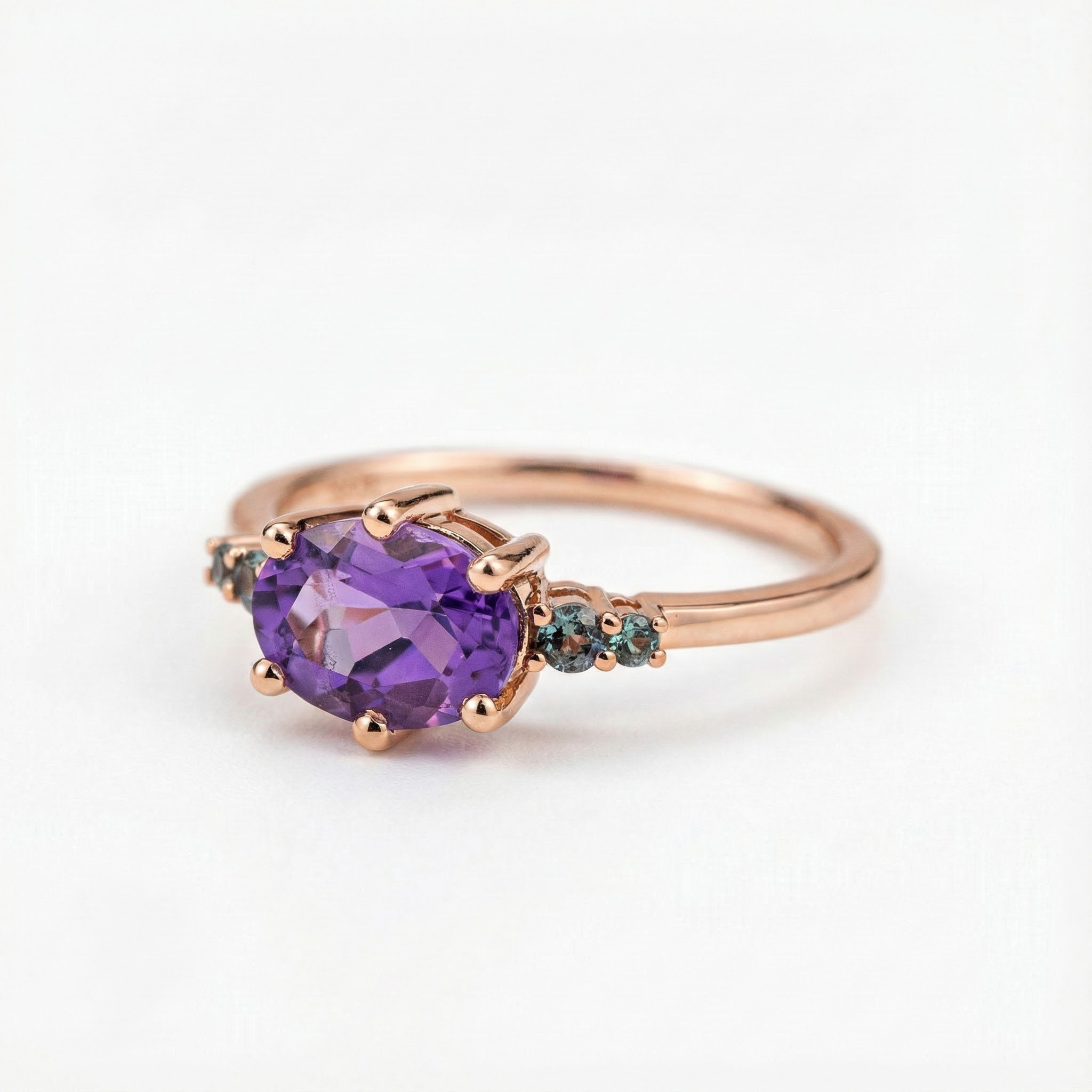 Oval amethyst engagement ring crafted with unique design