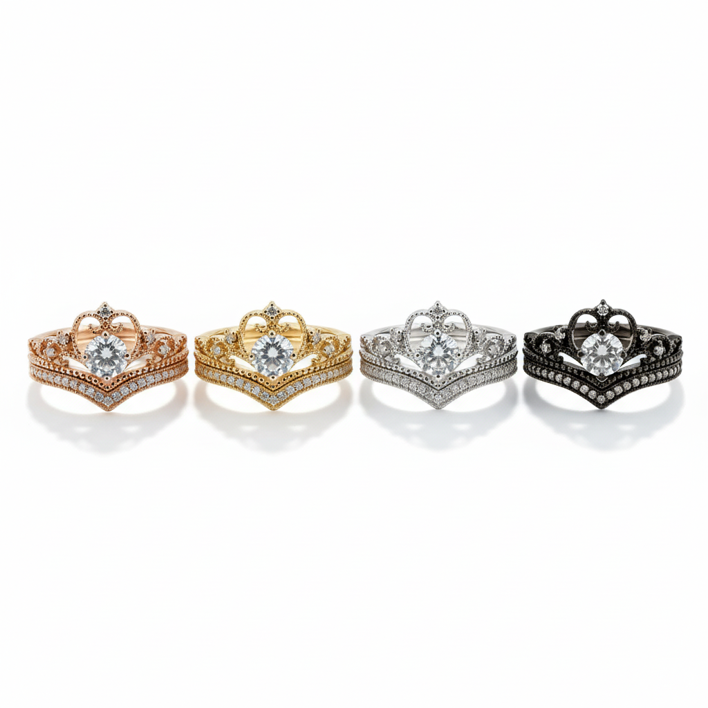 Lifestyle view of Round Moissanite Ring Set in Gold