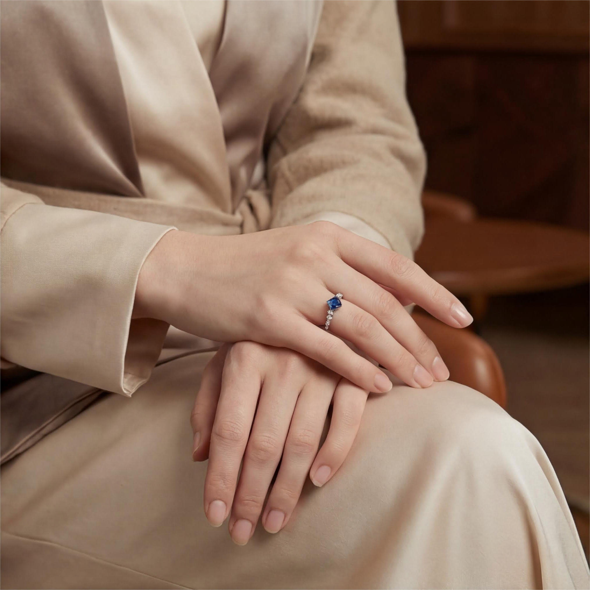 Simple Princess Square Lab Sapphire White Gold Wedding Ring Sapphire Engagement Ring