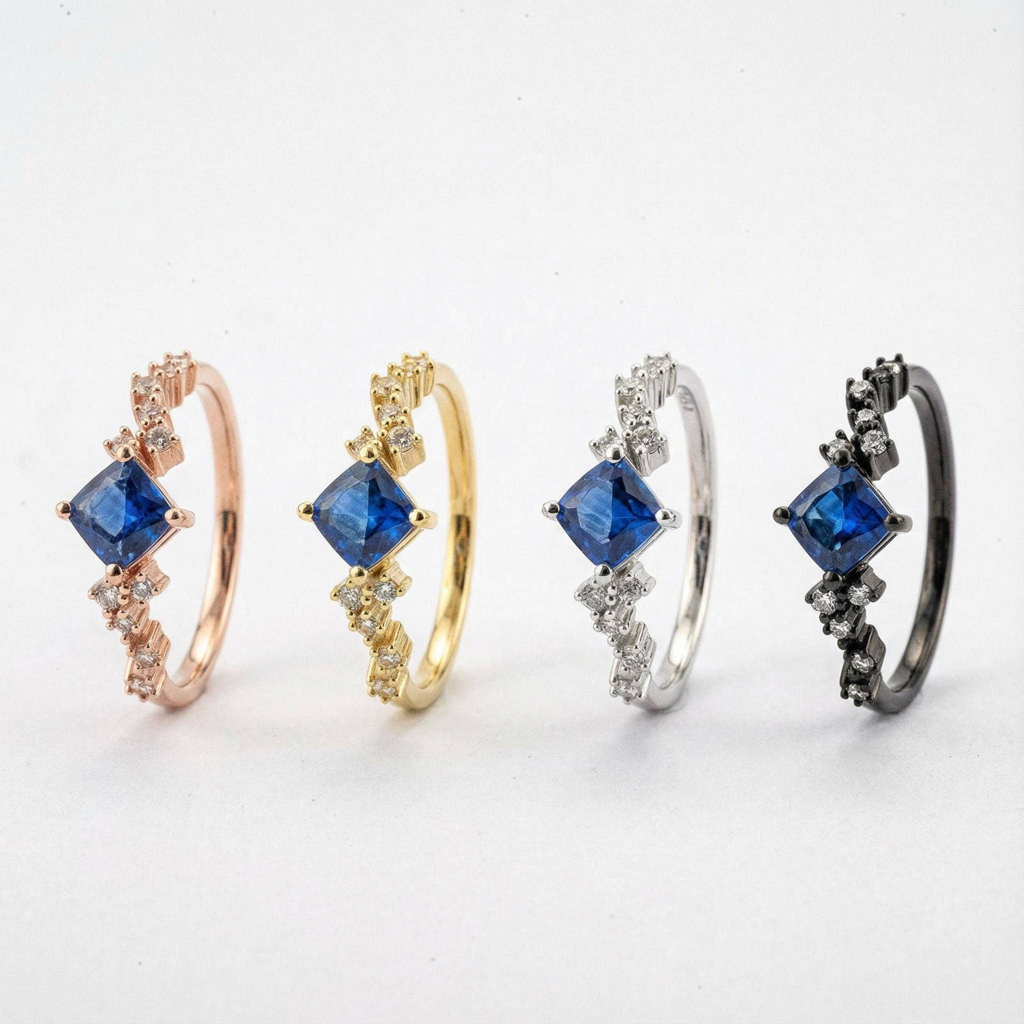 Simple Princess Square Lab Sapphire White Gold Wedding Ring Sapphire Engagement Ring