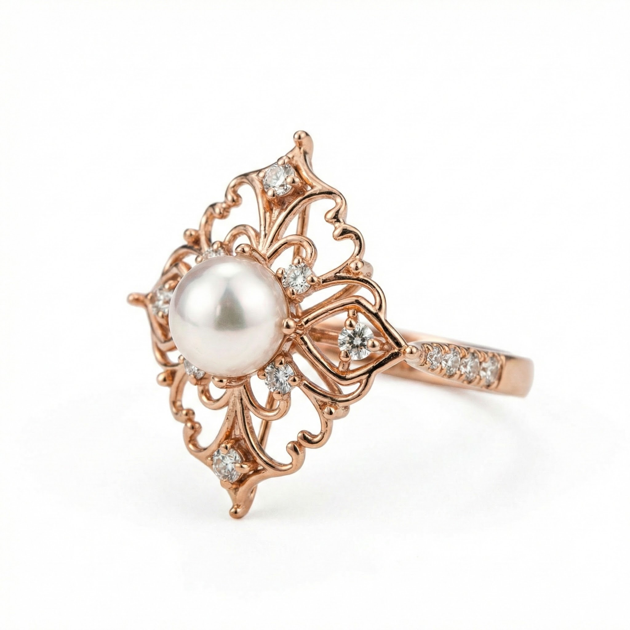 Product view of Pear Pearl Engagement Ring in Gold
