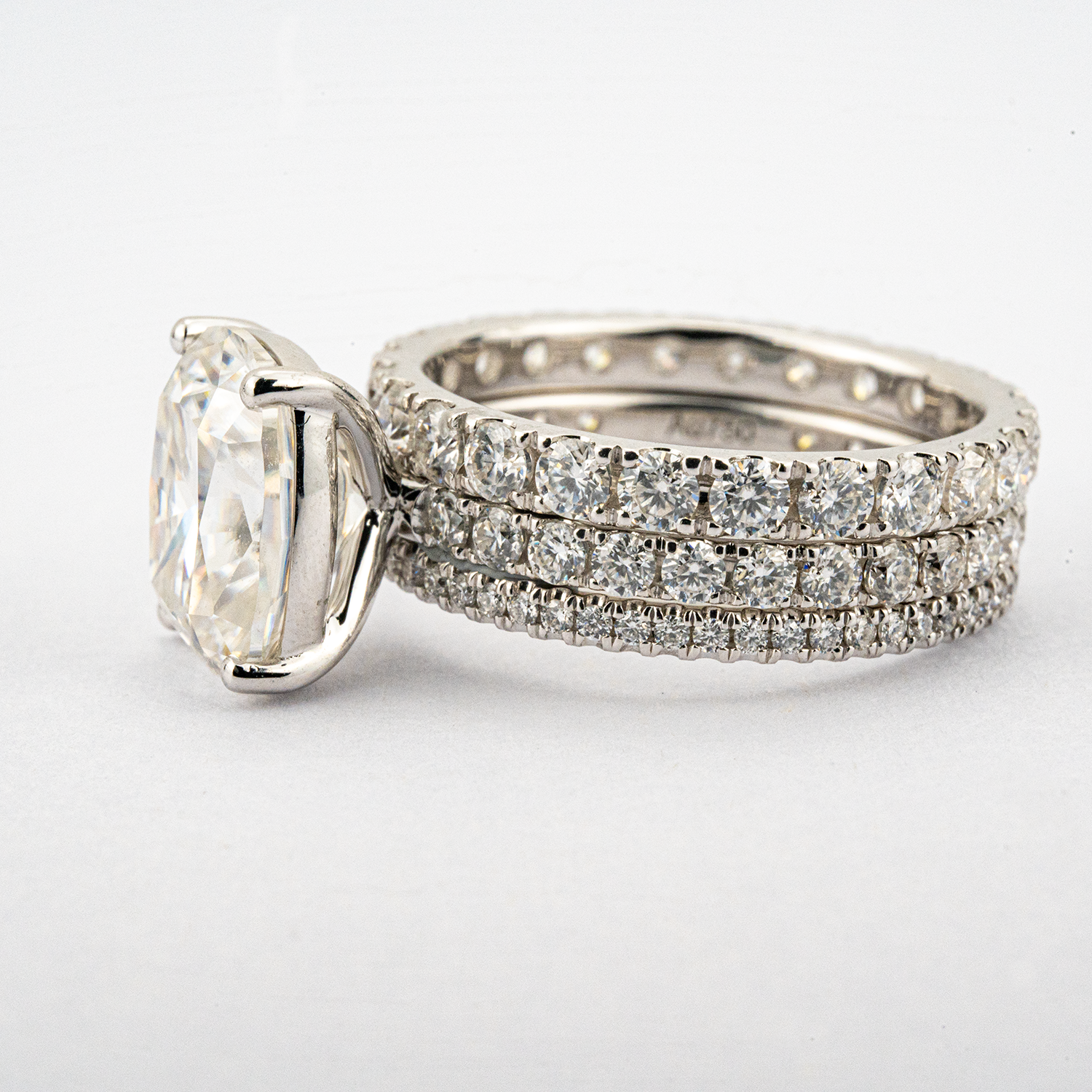 2 Carat Classic Emerald Cut Moissanite White Gold Engagement Ring Set