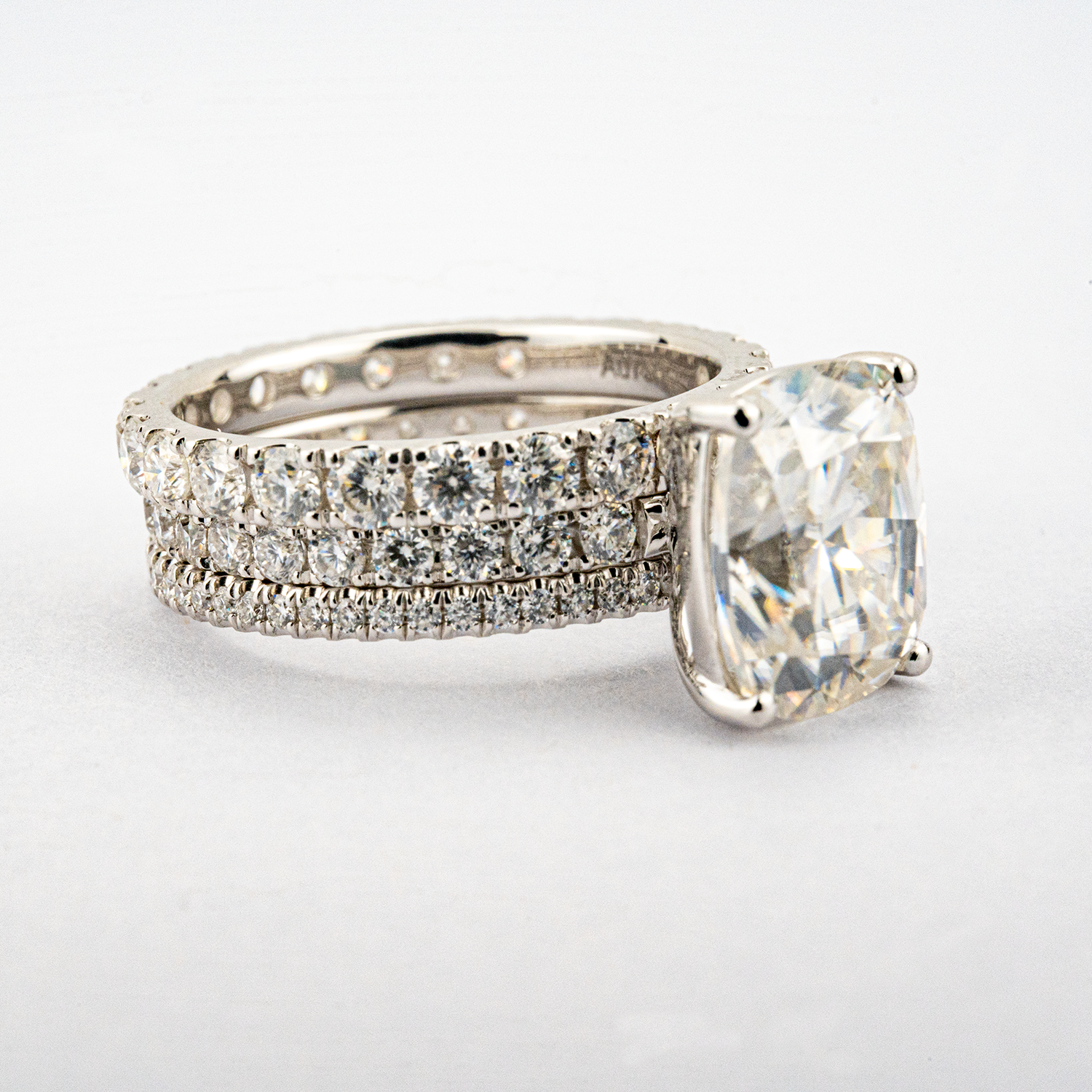 2 Carat Classic Emerald Cut Moissanite White Gold Engagement Ring Set