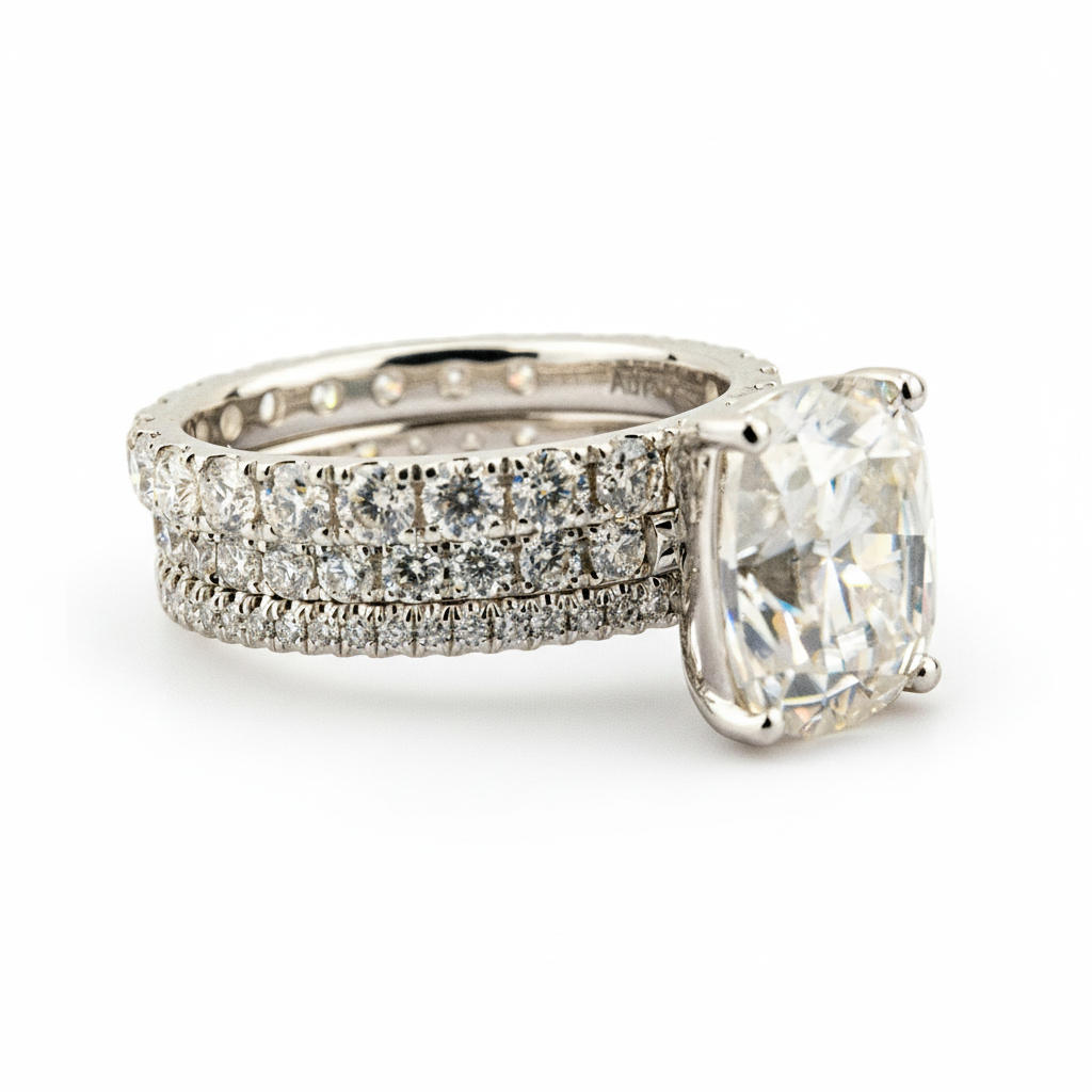 Product view of Emerald Ring Set in White Gold