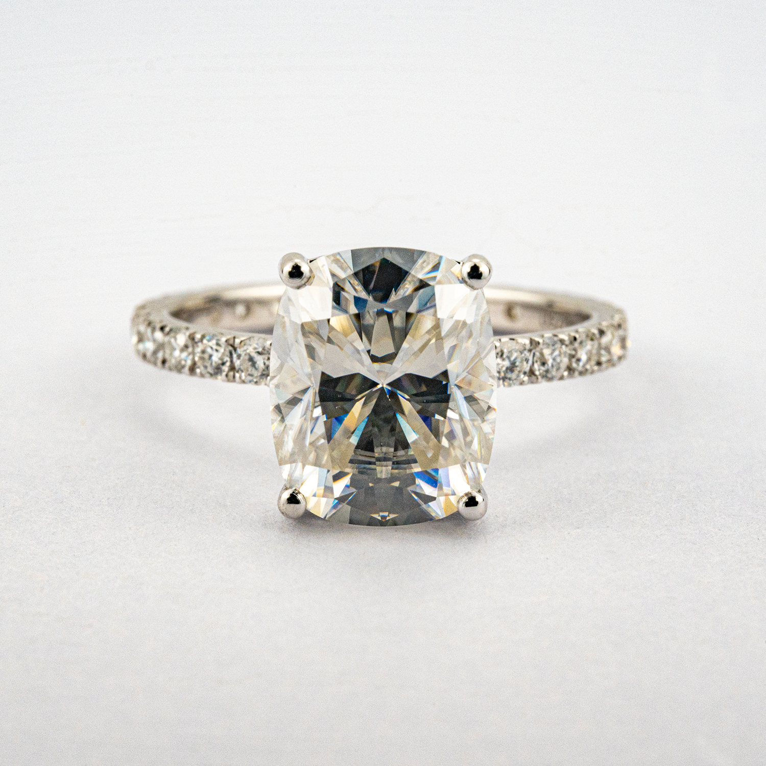 2 Carat Classic Emerald Cut Moissanite White Gold Engagement Ring Set