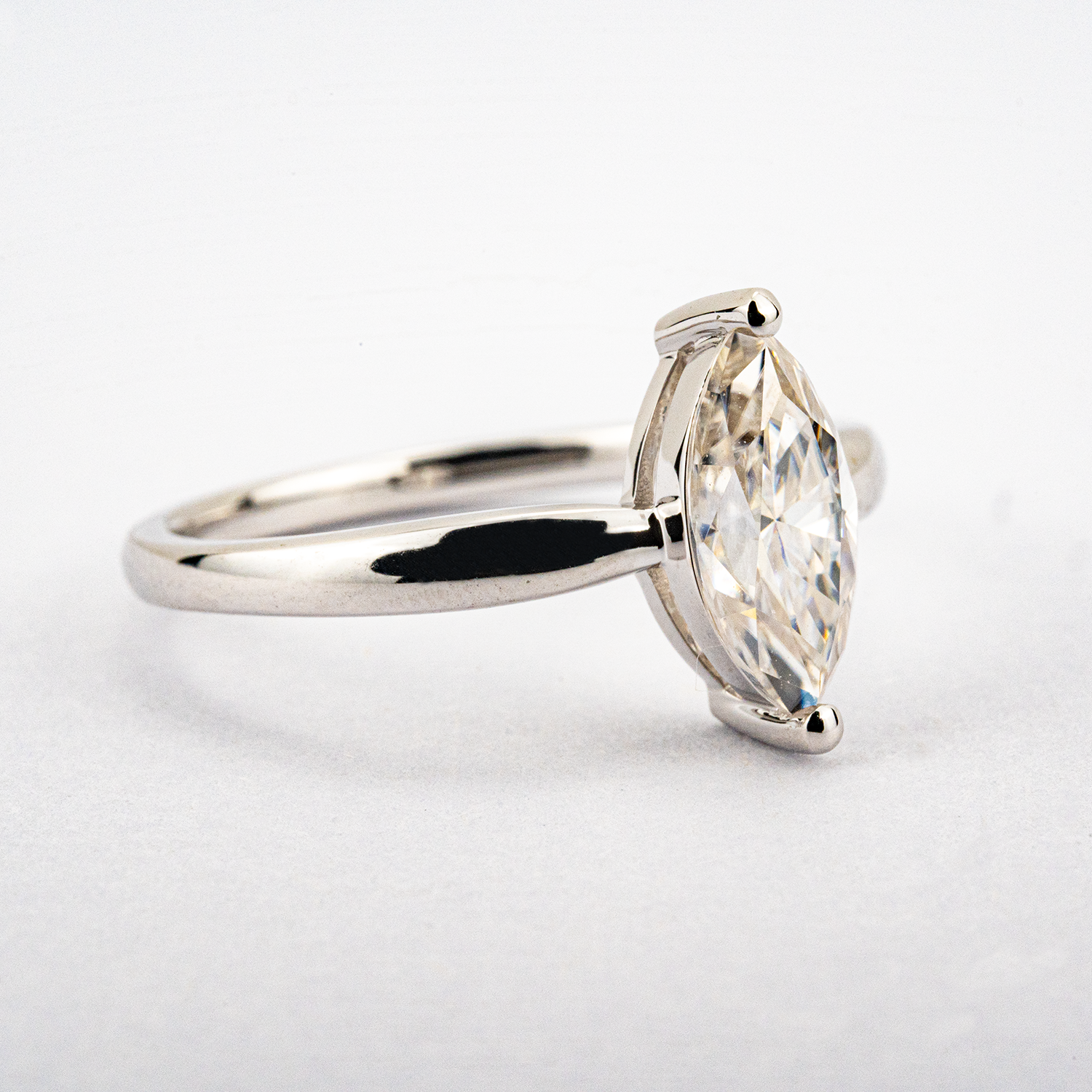 2 Carat Minimalist Marquise Moissanite/Diamond Engagement Ring
