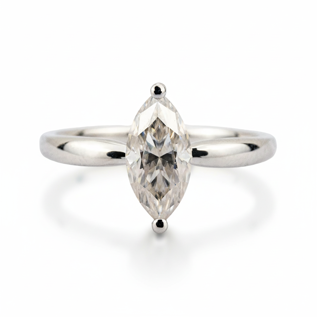 2 Carat Minimalist Marquise Moissanite/Diamond Engagement Ring