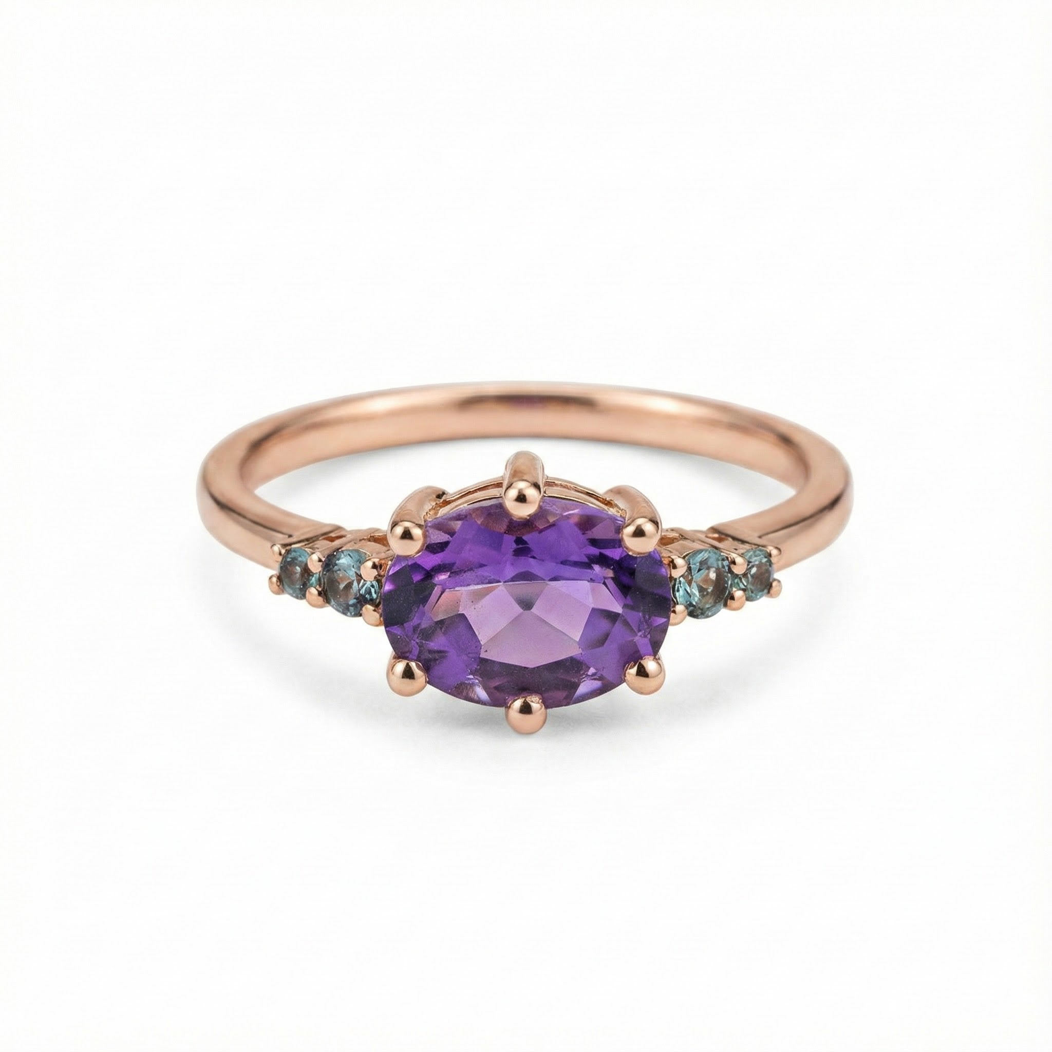 Oval amethyst engagement ring crafted with unique design