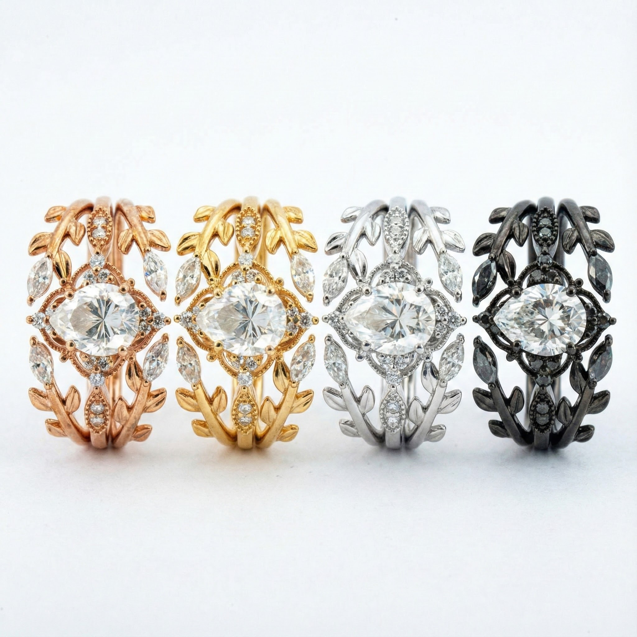 Make a statement with our luxurious selection of Anniversary Rings, crafted from the finest materials like Pear Moissanite and 18k gold.