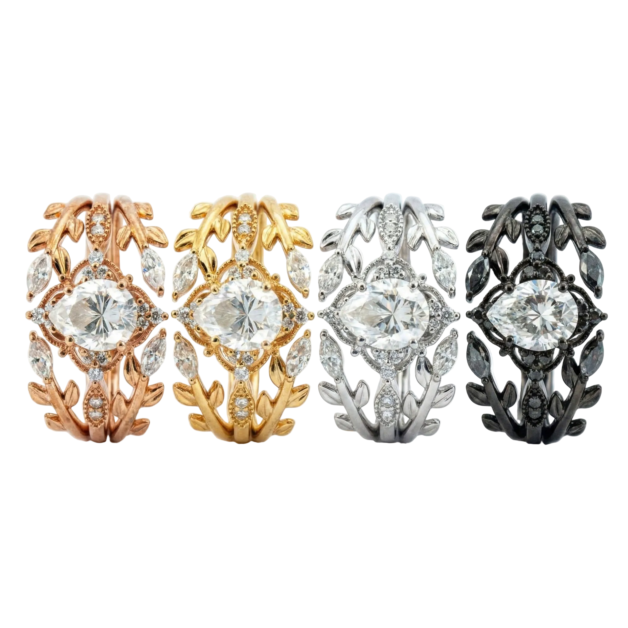 Lifestyle view of Pear Moissanite Ring Set in Gold