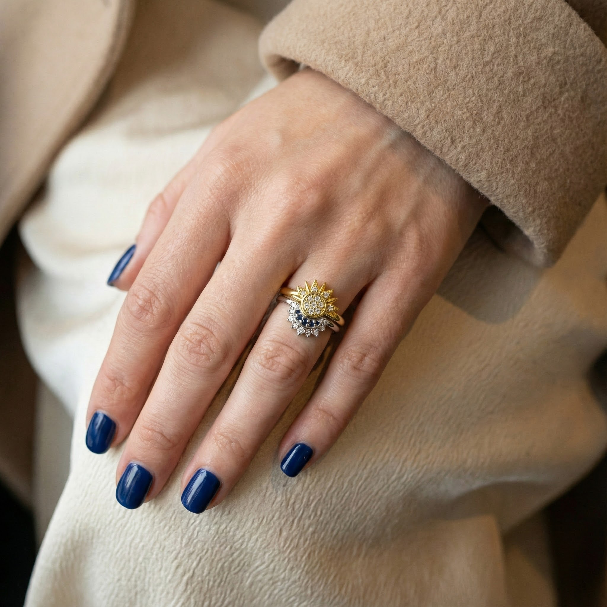 Luxurious Yellow & White Gold ring combination that exudes timeless beauty and style.