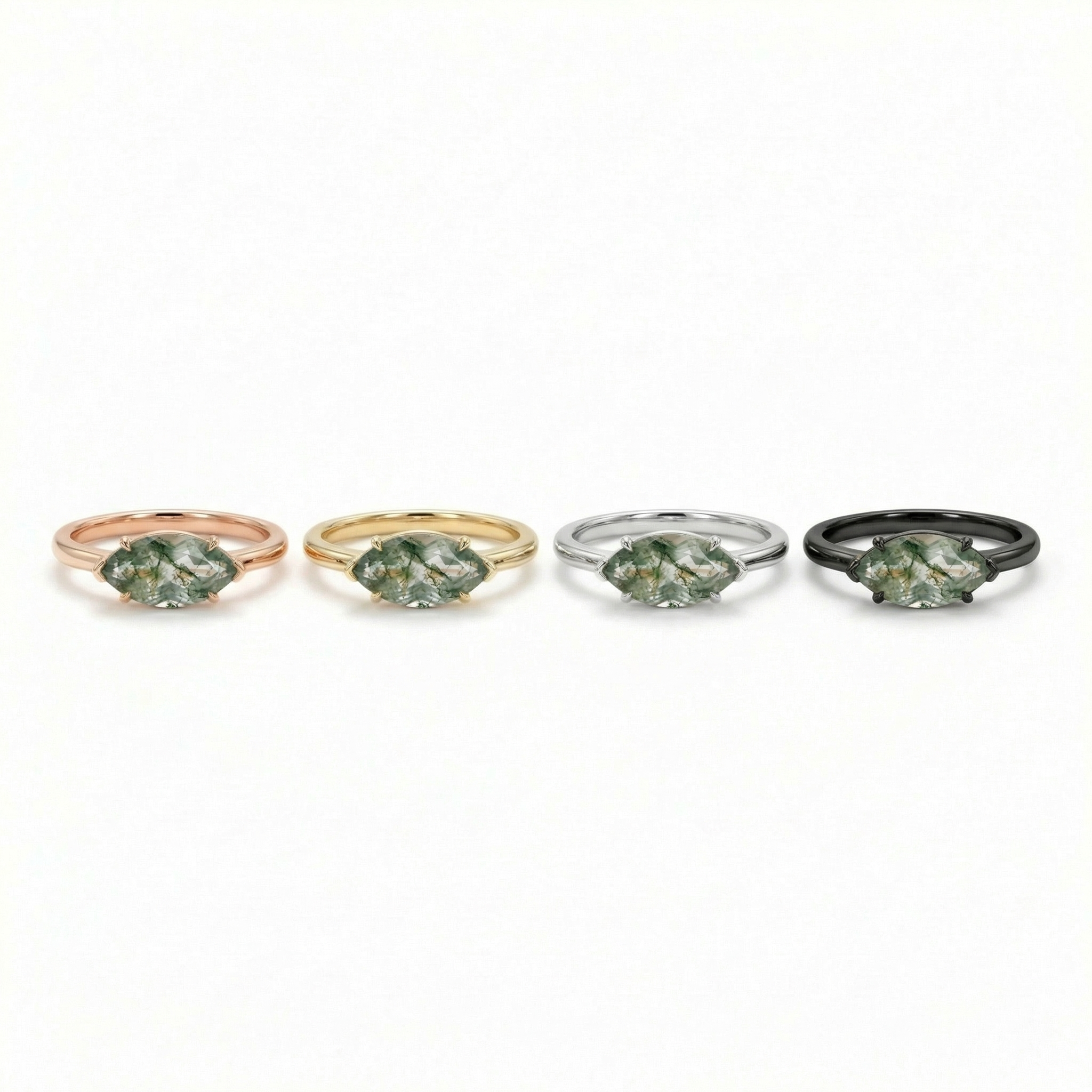 Product view of Marquise Moss Agate Engagement Ring in Gold