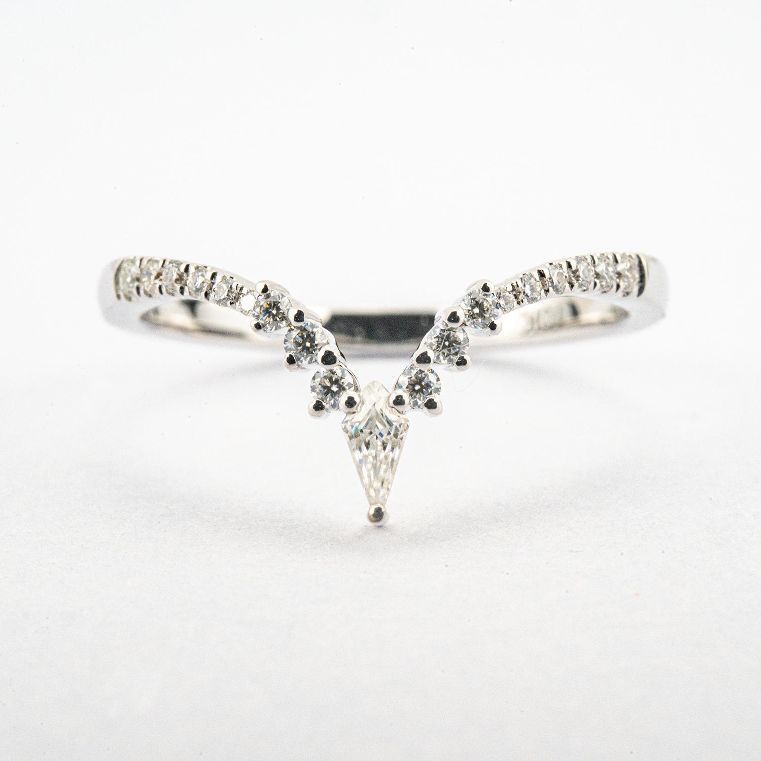 3pc Ring Set White Gold Engagement Ring Set Unique Diamond Ring Set Match Ring