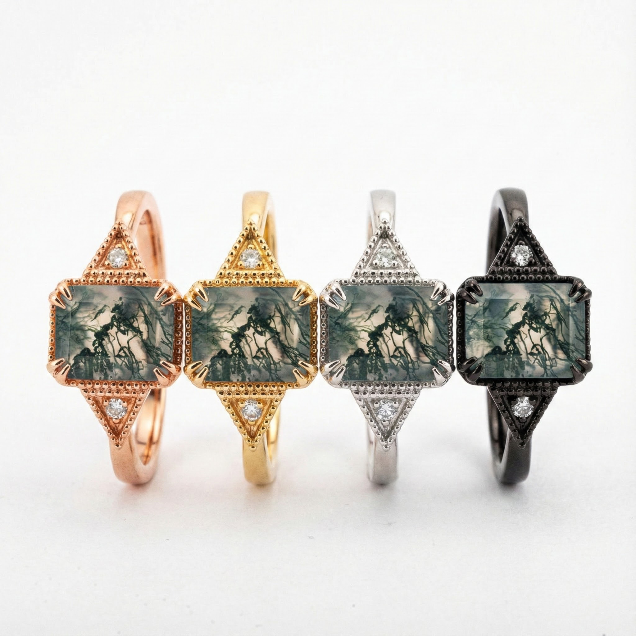 Beautiful Square Moss Agate Ring - Unique, Stunning, Nature-Inspired