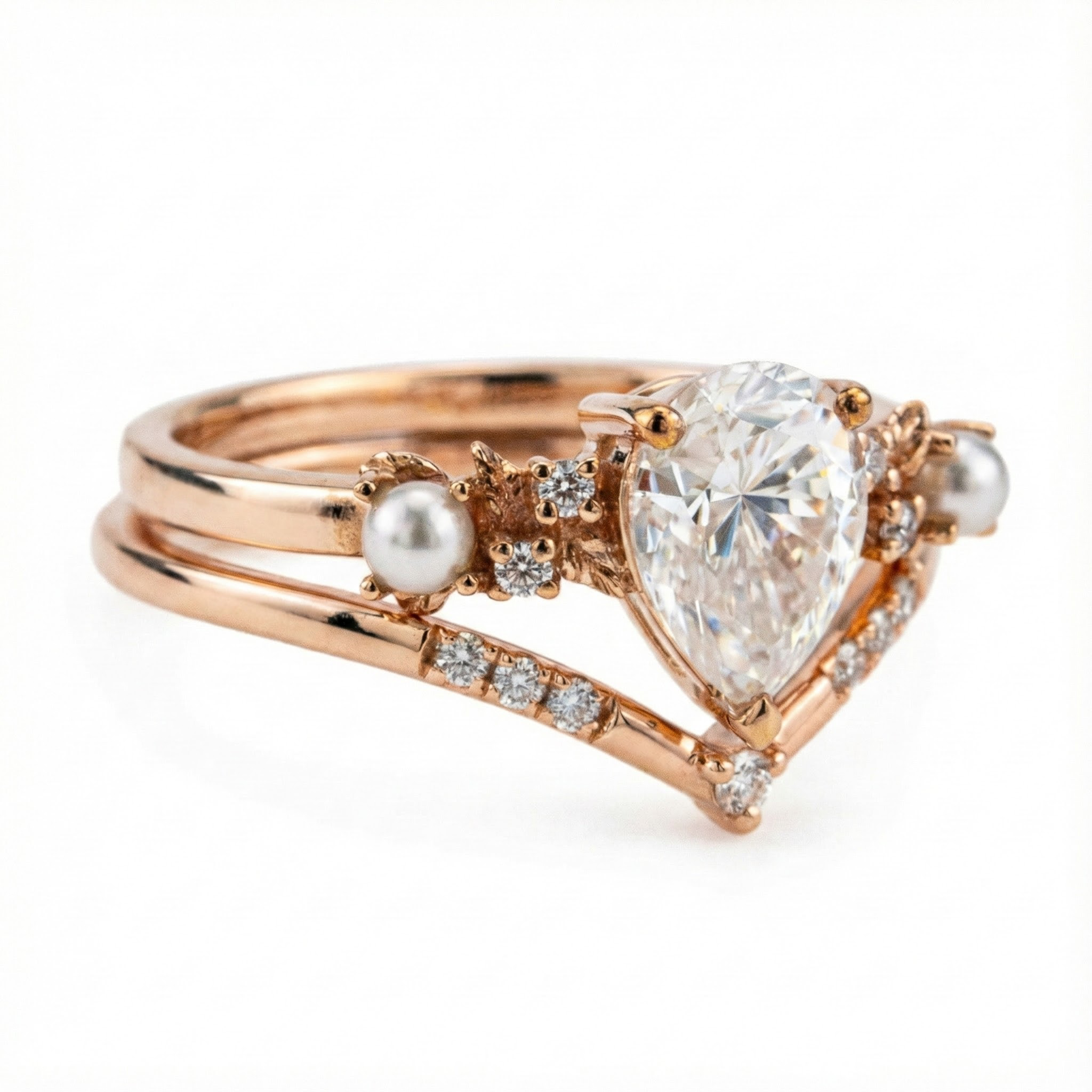 Product view of Pear Moissanite Ring Set in Gold
