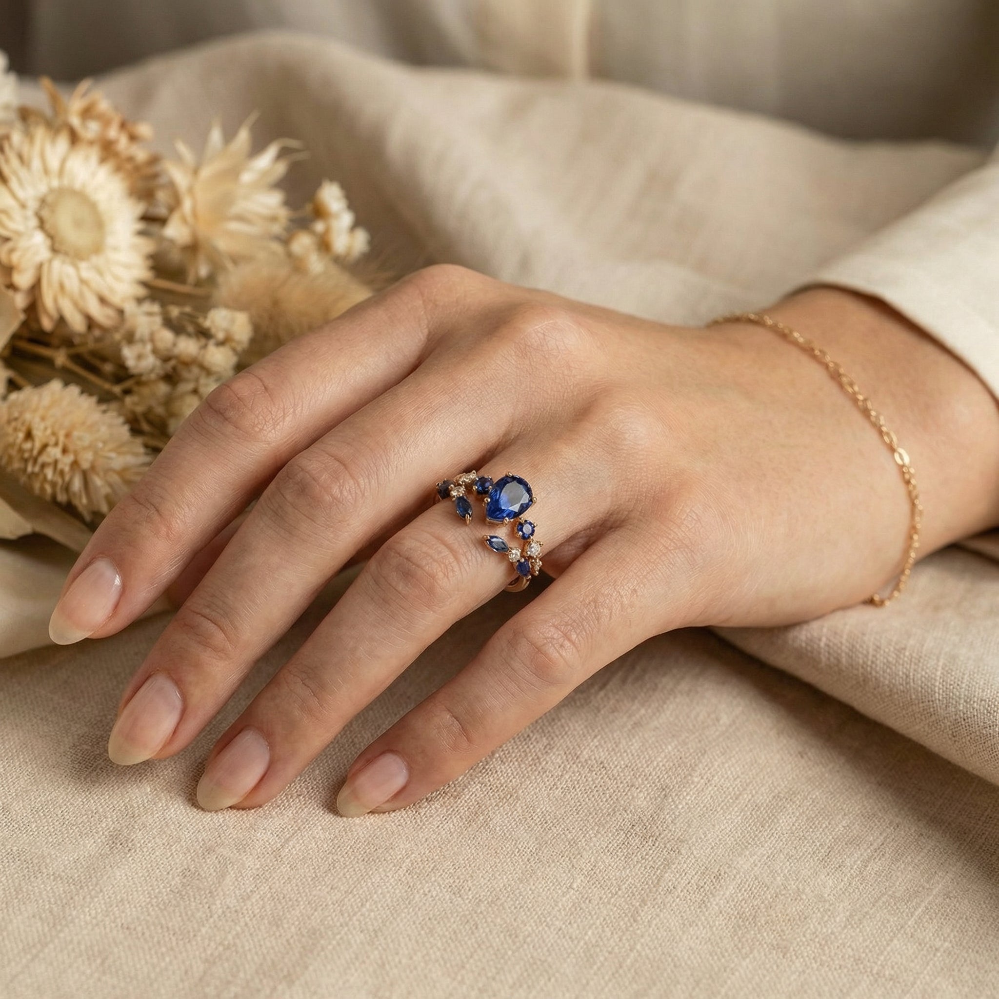 Exquisite sapphire engagement ring set for a luxurious touch