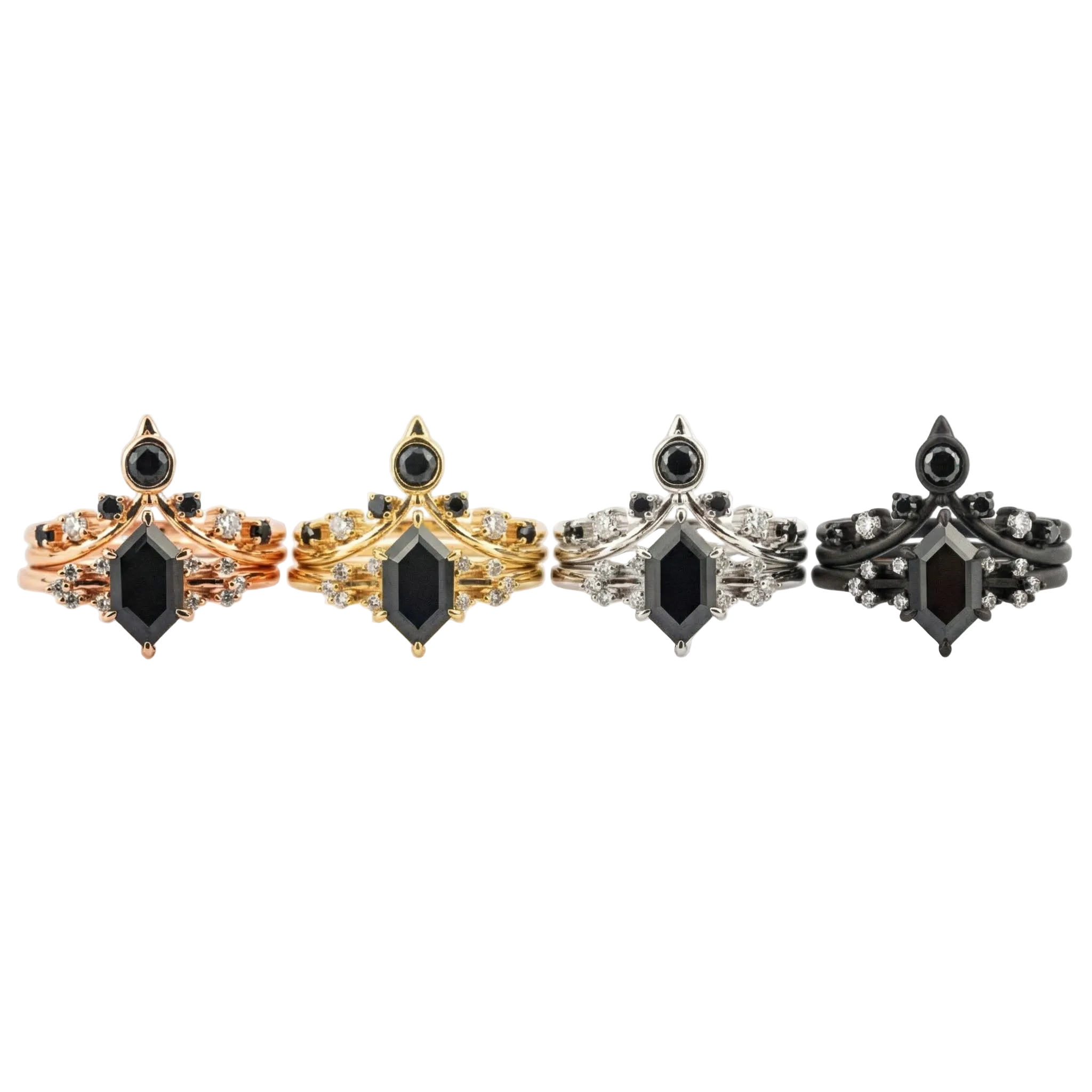 Lifestyle view of Black Onyx Ring Set in Gold