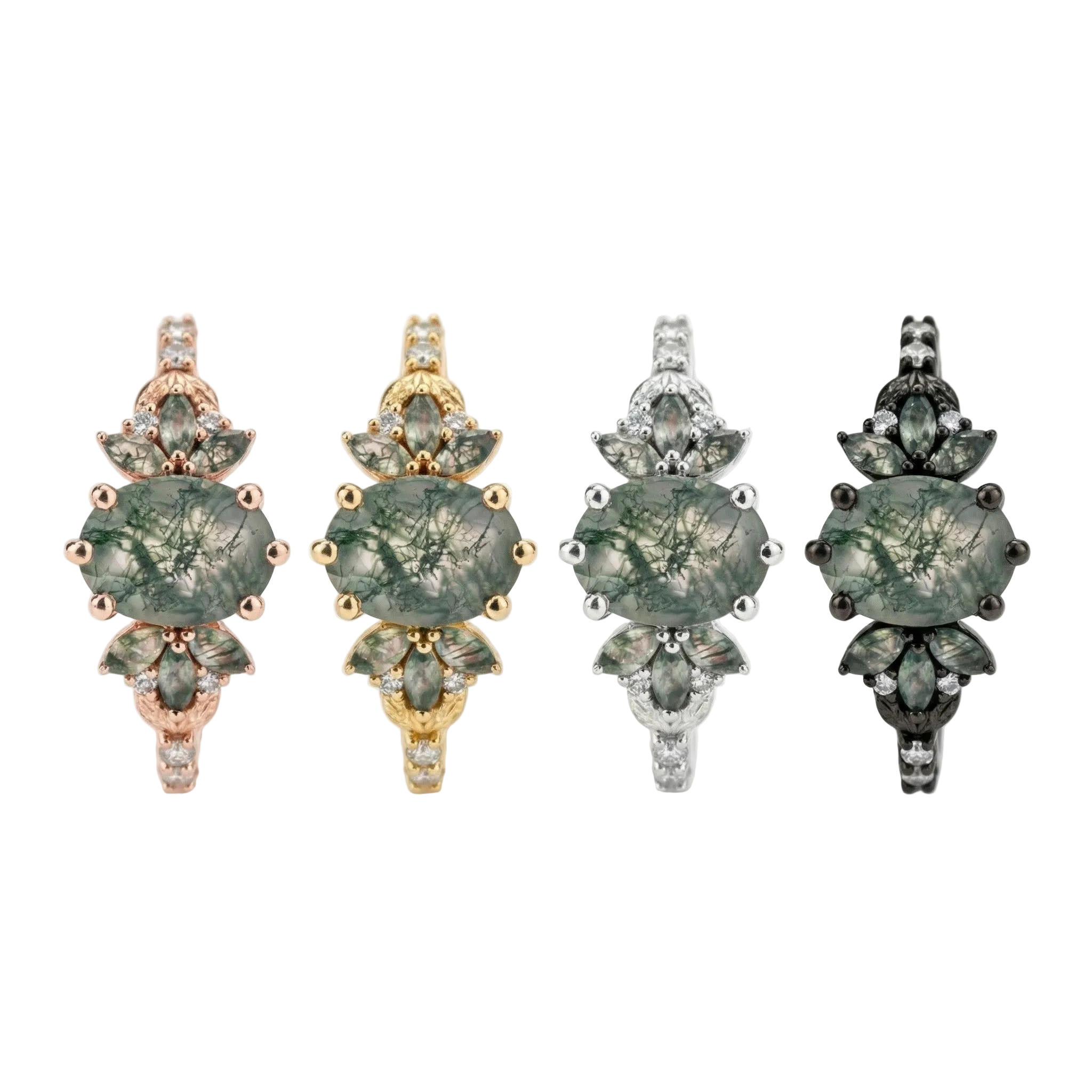 Lifestyle view of Oval Moss Agate Ring in Gold