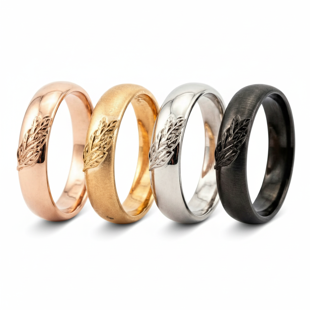 Lifestyle view of Nature-Inspired Wedding Band in Gold