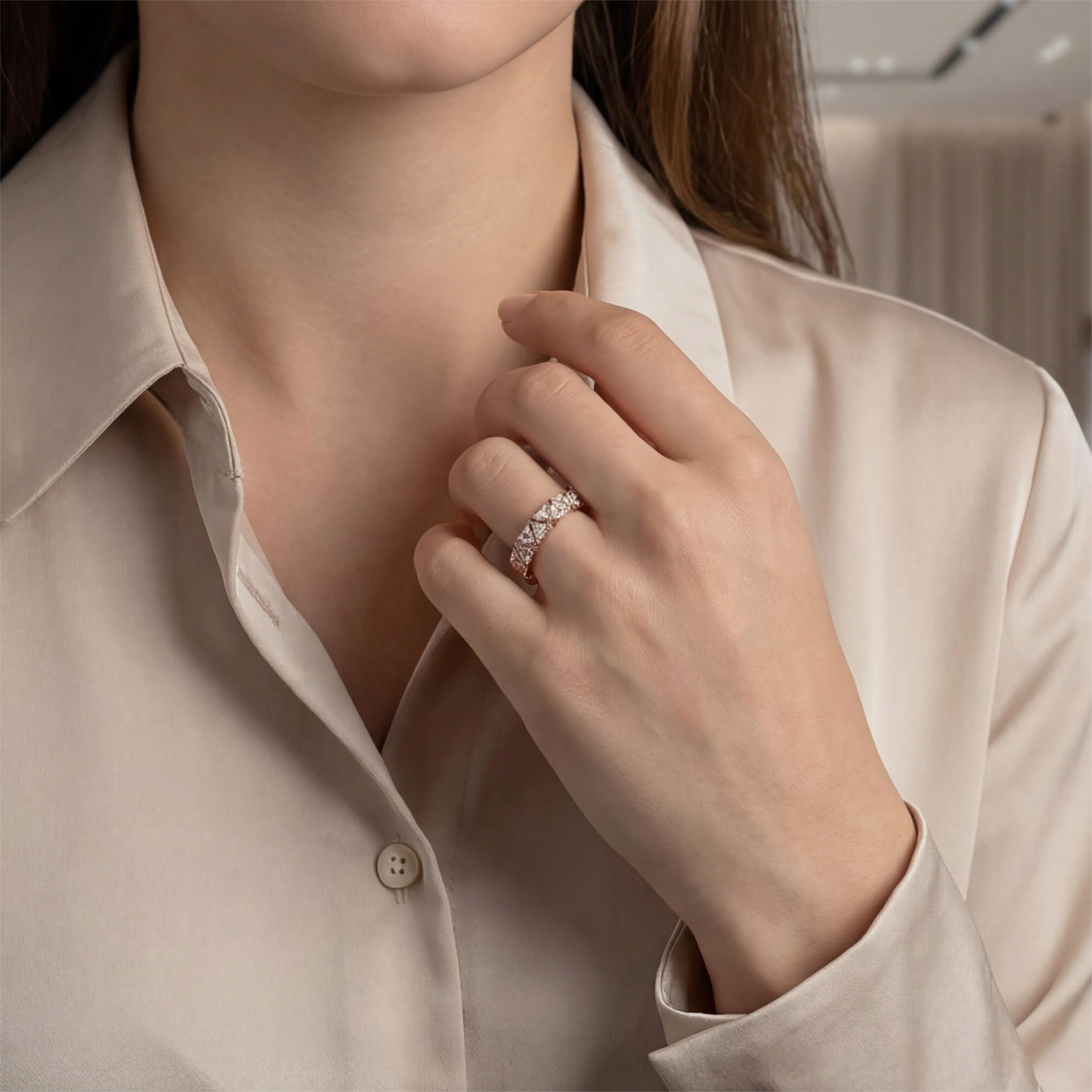 14K Moissanite Rose Gold Wedding Ring Engagement Ring Eternity Rings Engagement Band