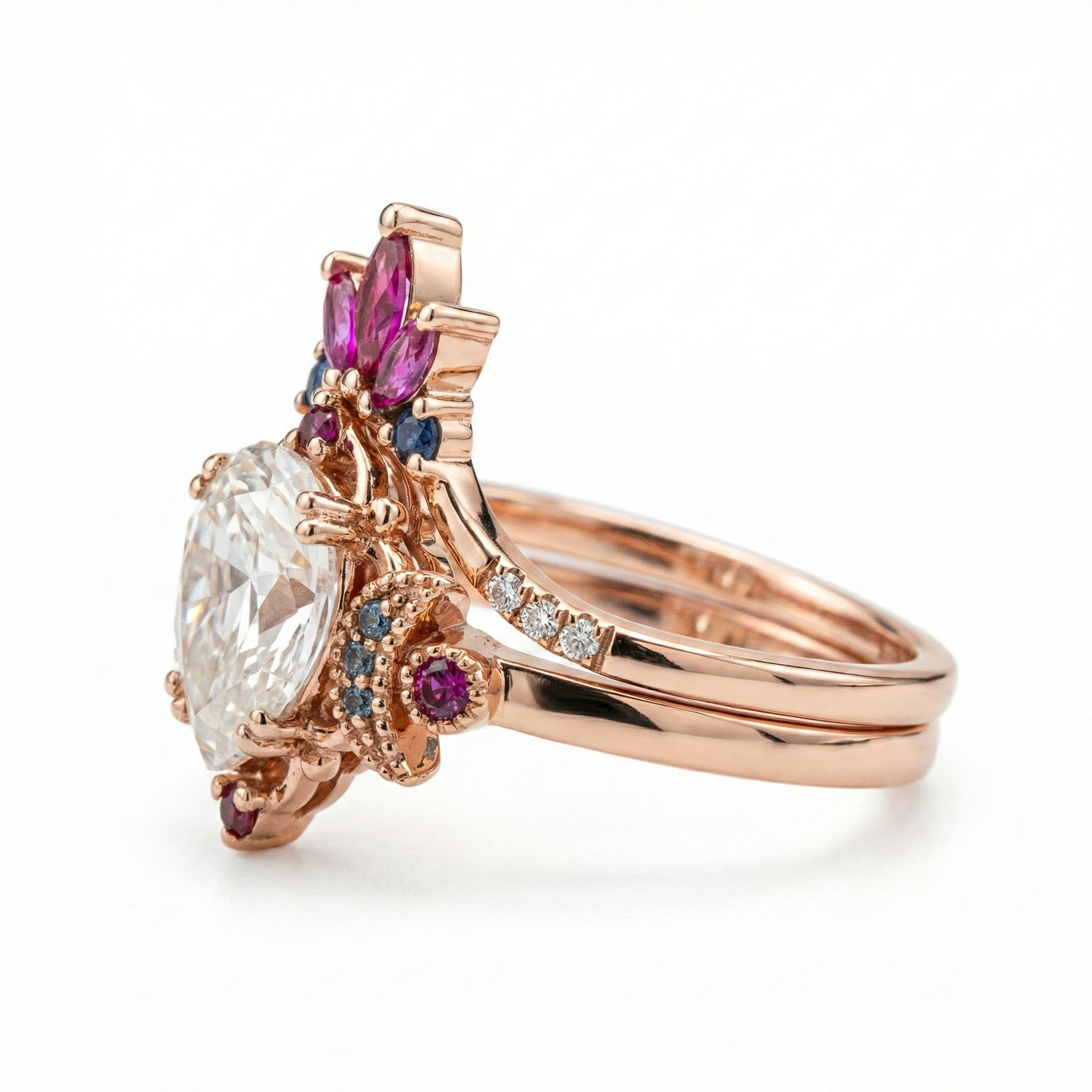 Product view of Pear Moissanite Ring Set in Gold