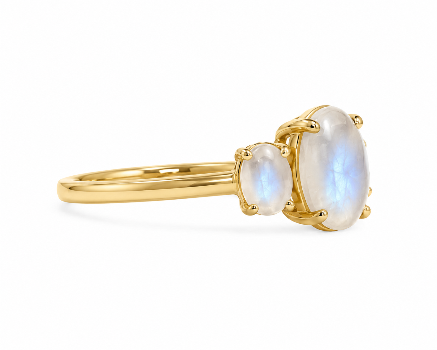 Oval Moonstone Three-Stone Ring