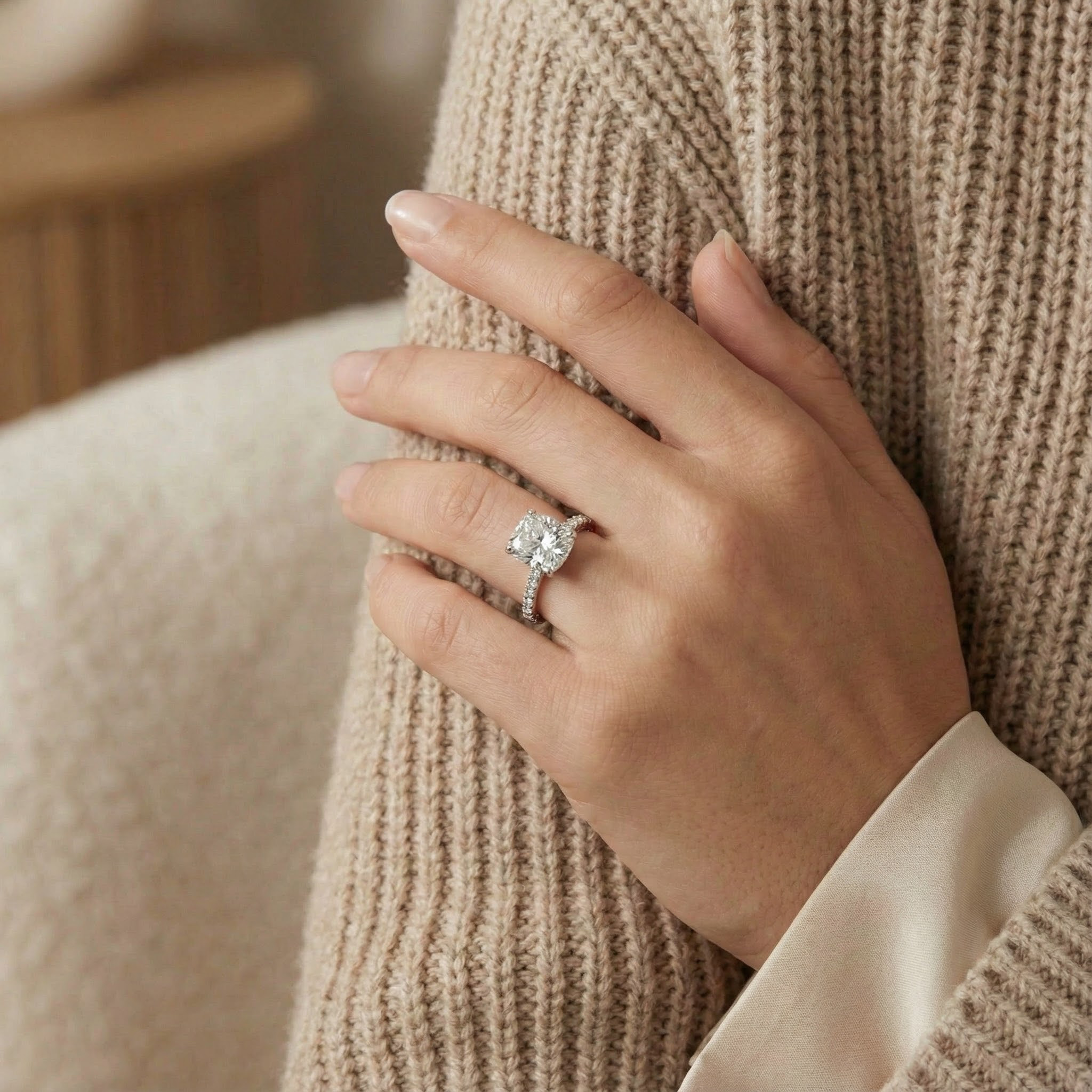 2 Carat Classic Emerald Cut Moissanite White Gold Engagement Ring Set