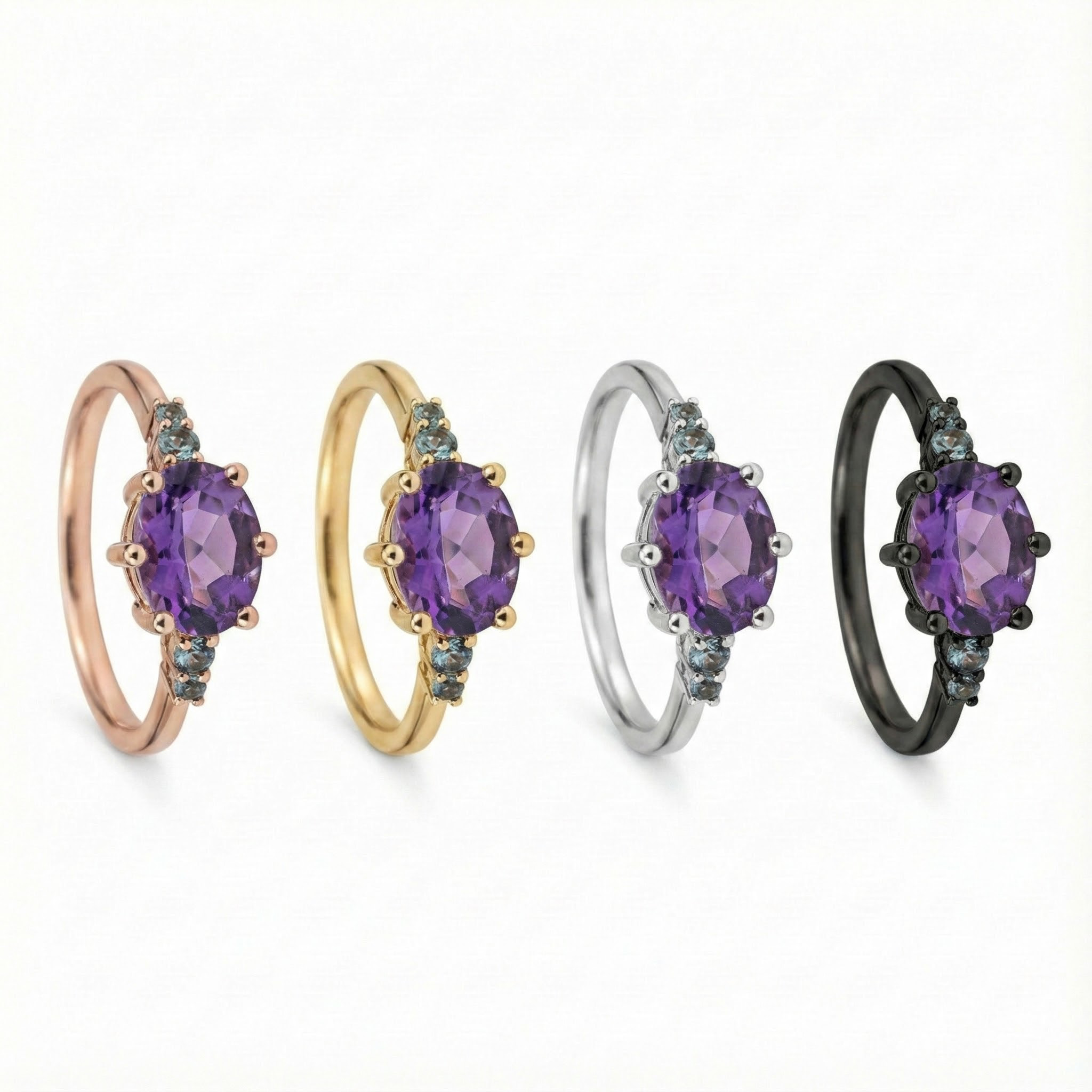 Oval amethyst engagement ring crafted with unique design