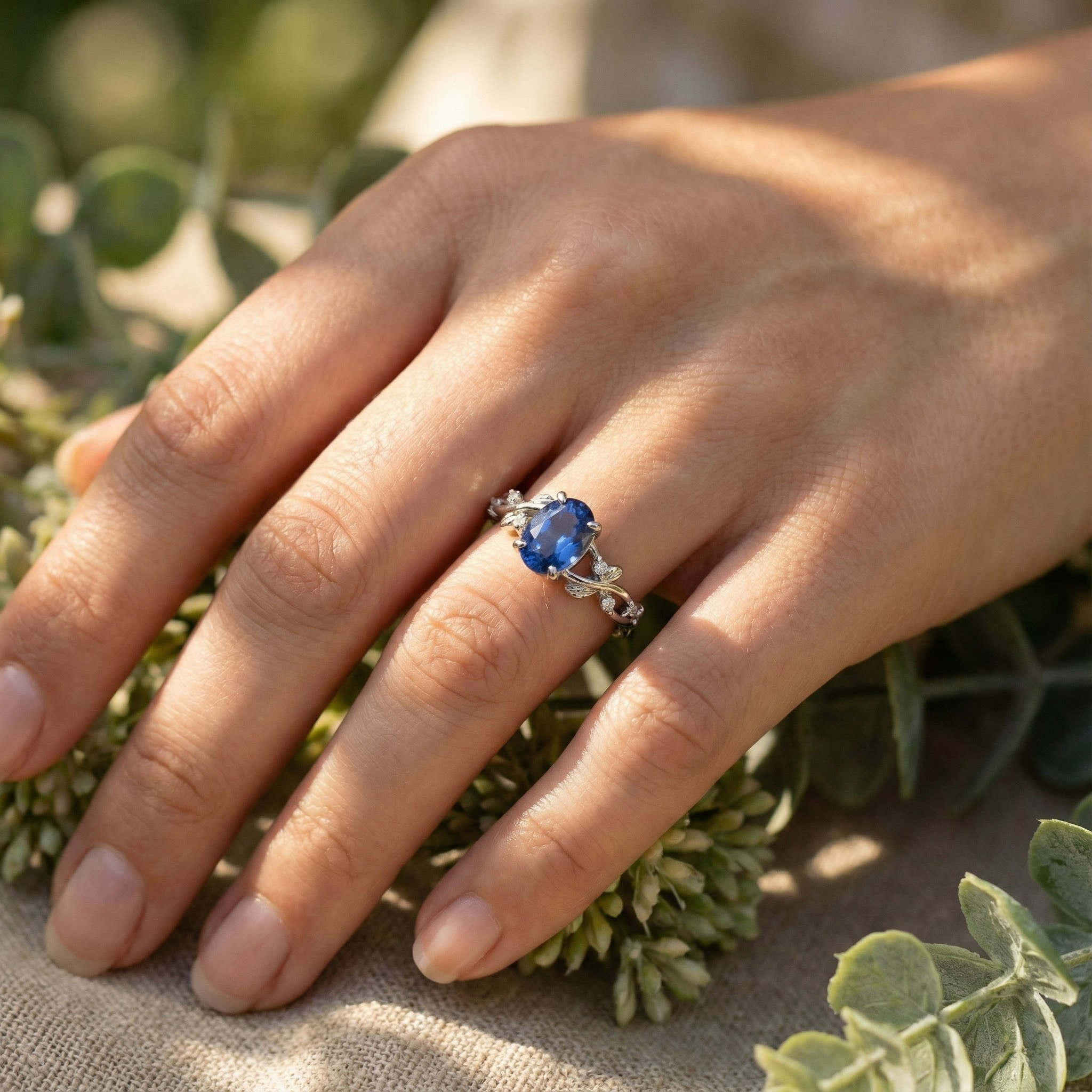 Exquisite Oval Sapphire Unique Ring - Luxury Engagement Jewelry