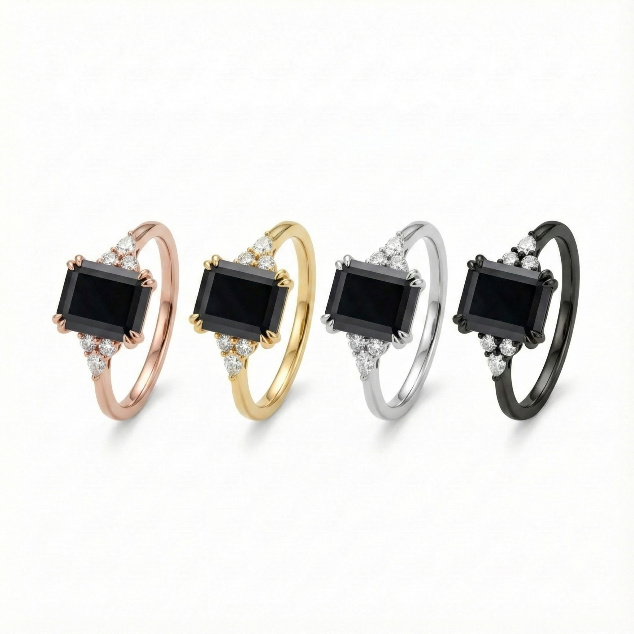 Beautiful Rose Gold Engagement Ring with Black Onyx Stone