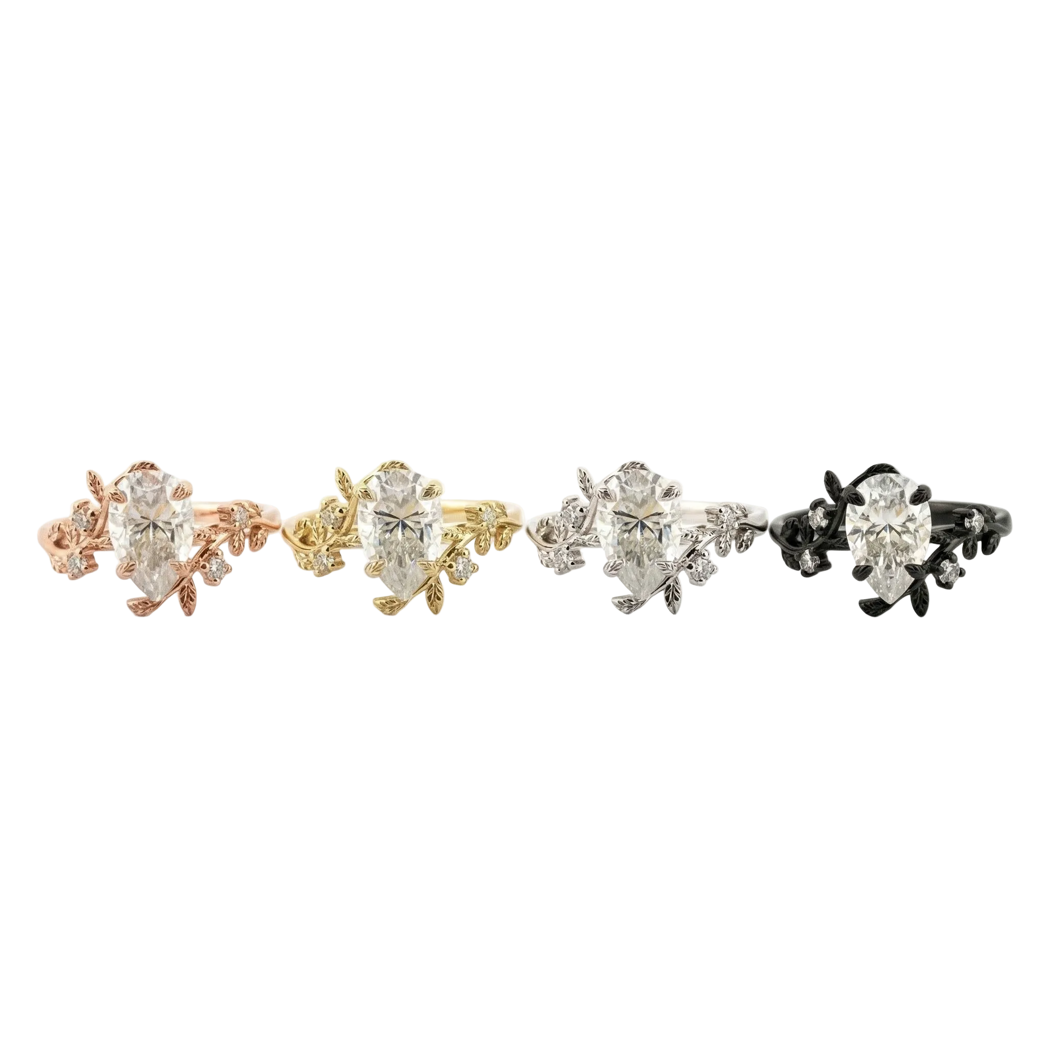 Lifestyle view of Pear Moissanite Ring in White Gold