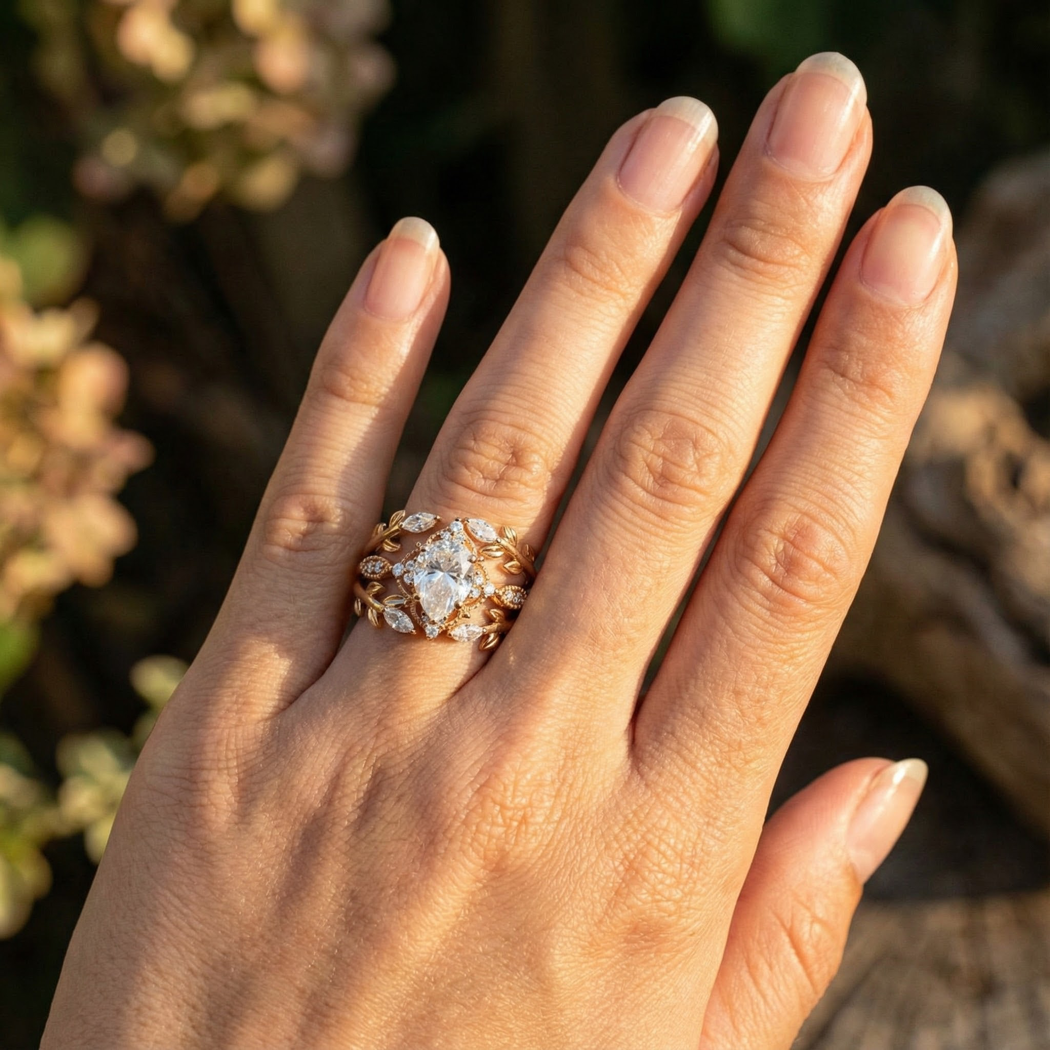 Make a statement with our luxurious selection of Anniversary Rings, crafted from the finest materials like Pear Moissanite and 18k gold.