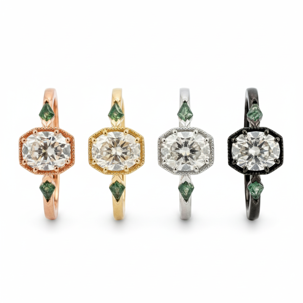 Lifestyle view of Octagon Moissanite Ring in Gold