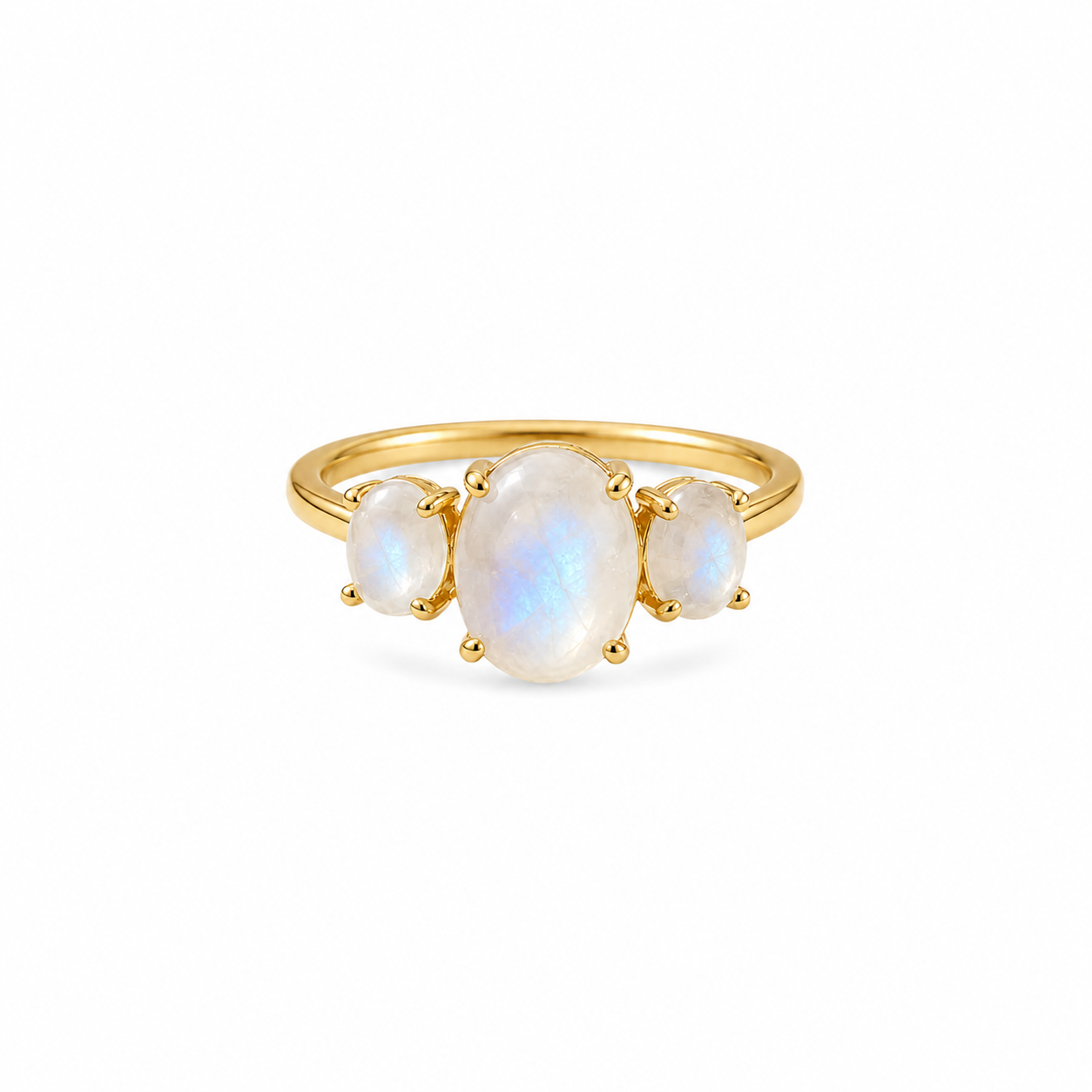 Oval Moonstone Three-Stone Ring