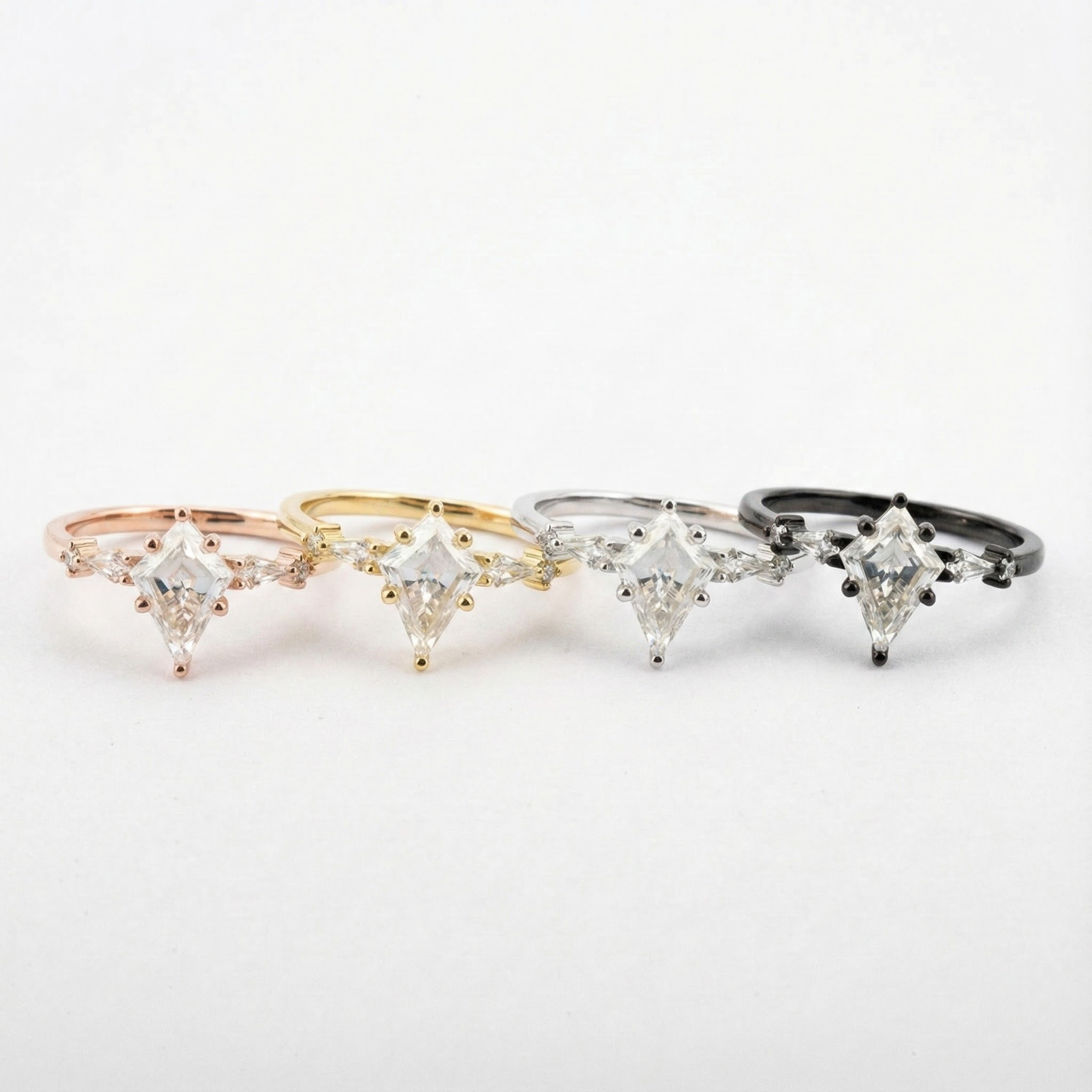 Luxurious White Gold Kite Moissanite Promise Ring for Engagement - Designer Jewelry