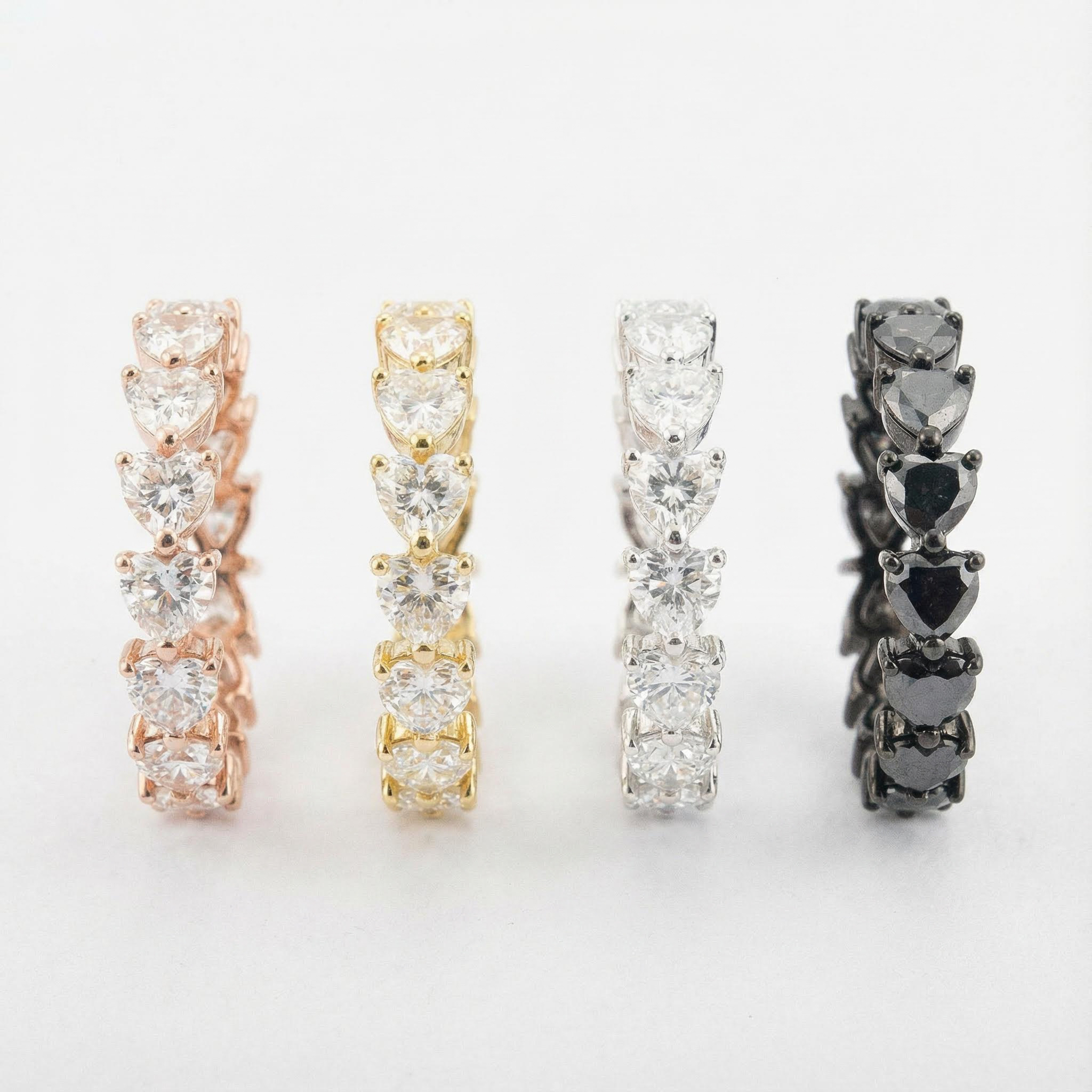 Personalized Heart Shaped Moissanite White Gold Wedding Ring