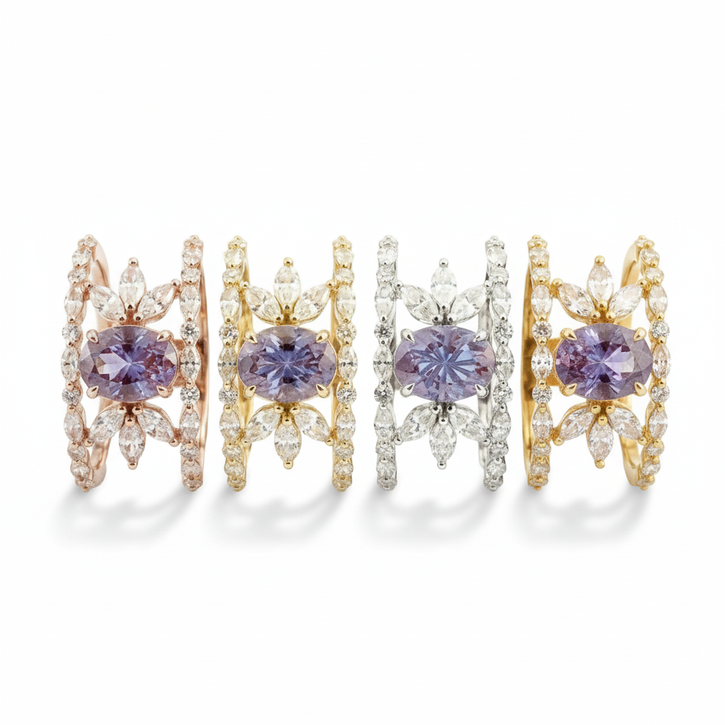 Lifestyle view of Oval Alexandrite Engagement Ring in White Gold
