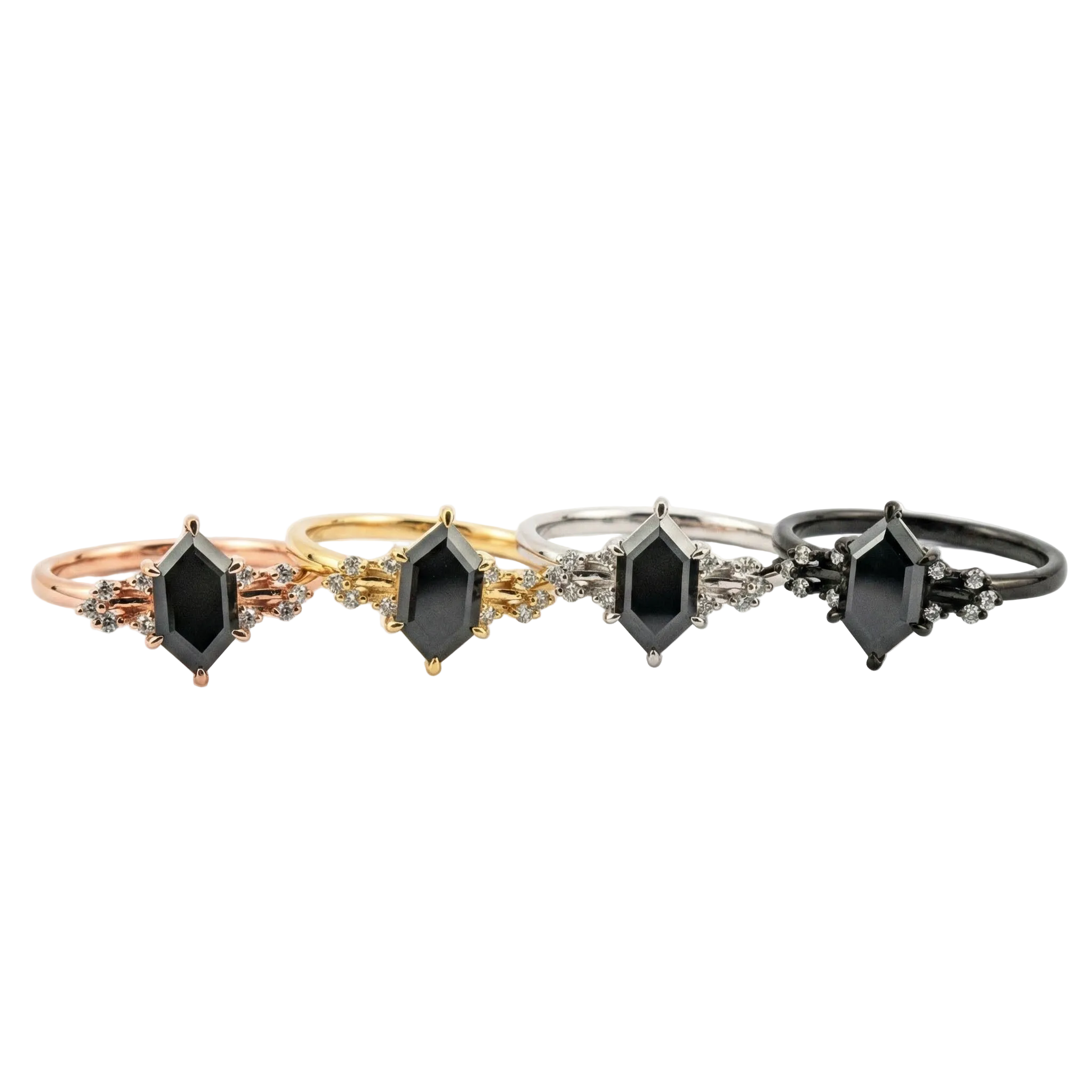Lifestyle view of Hexagon Black Onyx Ring in Gold