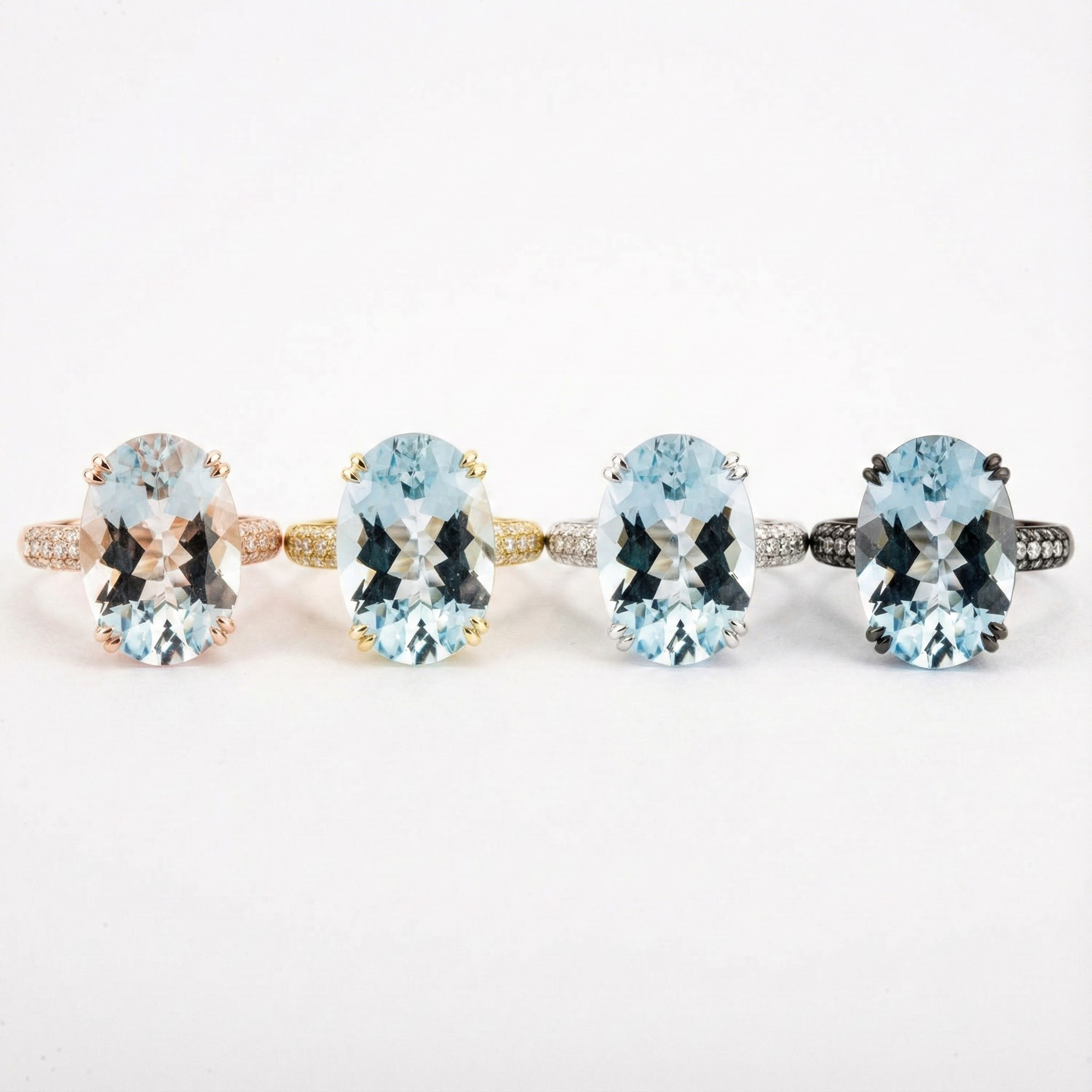 2ct Oval Blue Zircon White Gold Ring Classic Engagement Ring