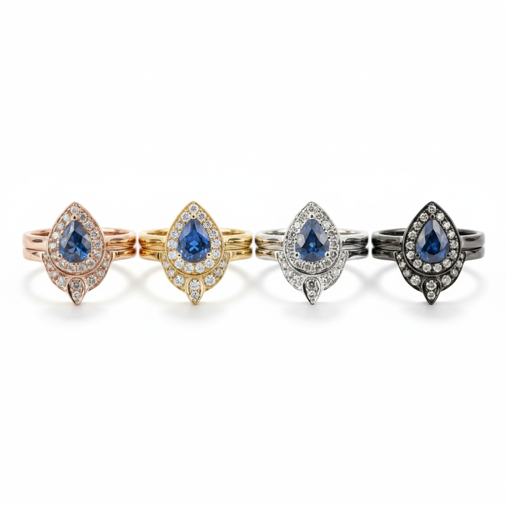 Lifestyle view of Sapphire Ring Set in White Gold