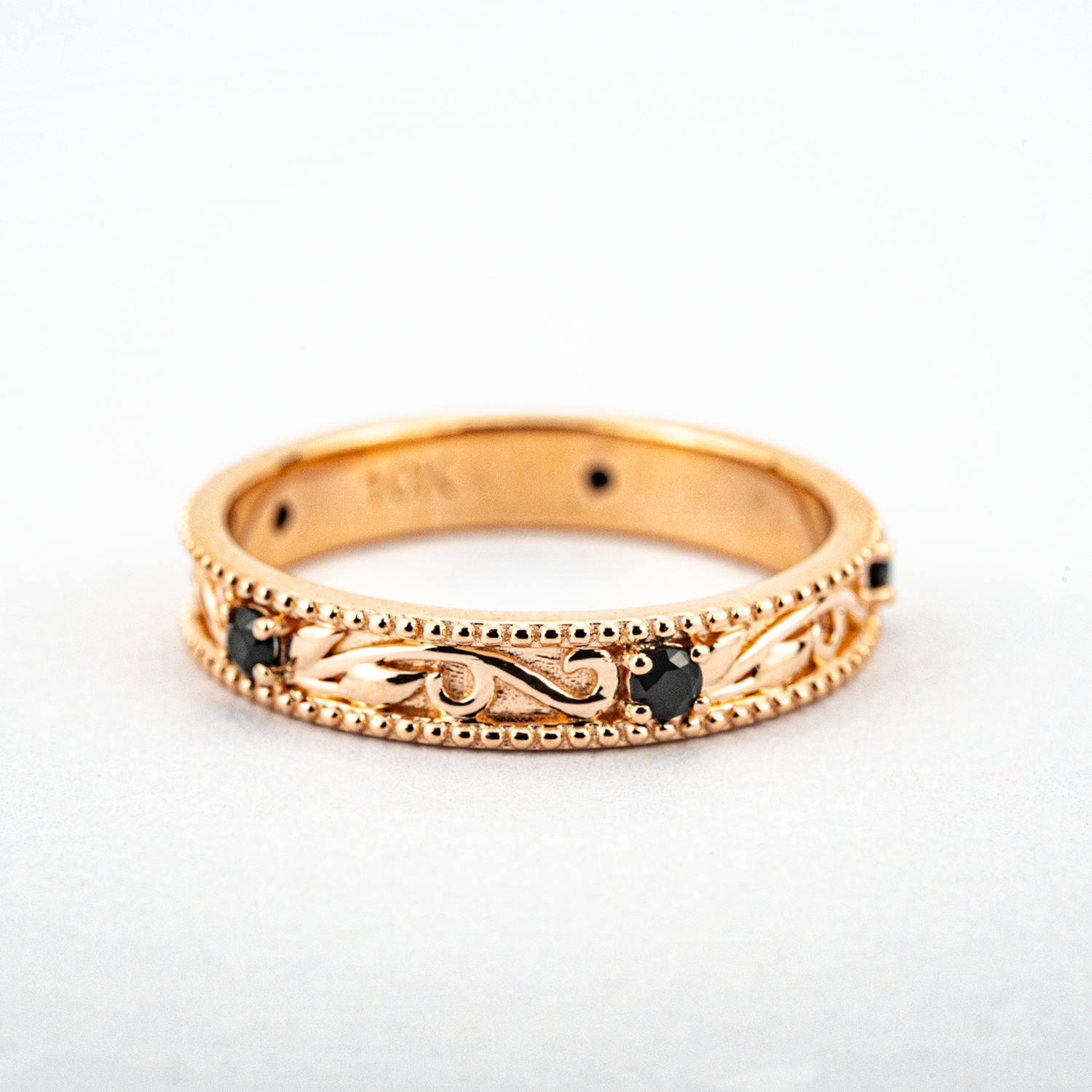 Black Onyx Personalized Engagement Ring Pattern Ring Black Onyx Wedding Ring